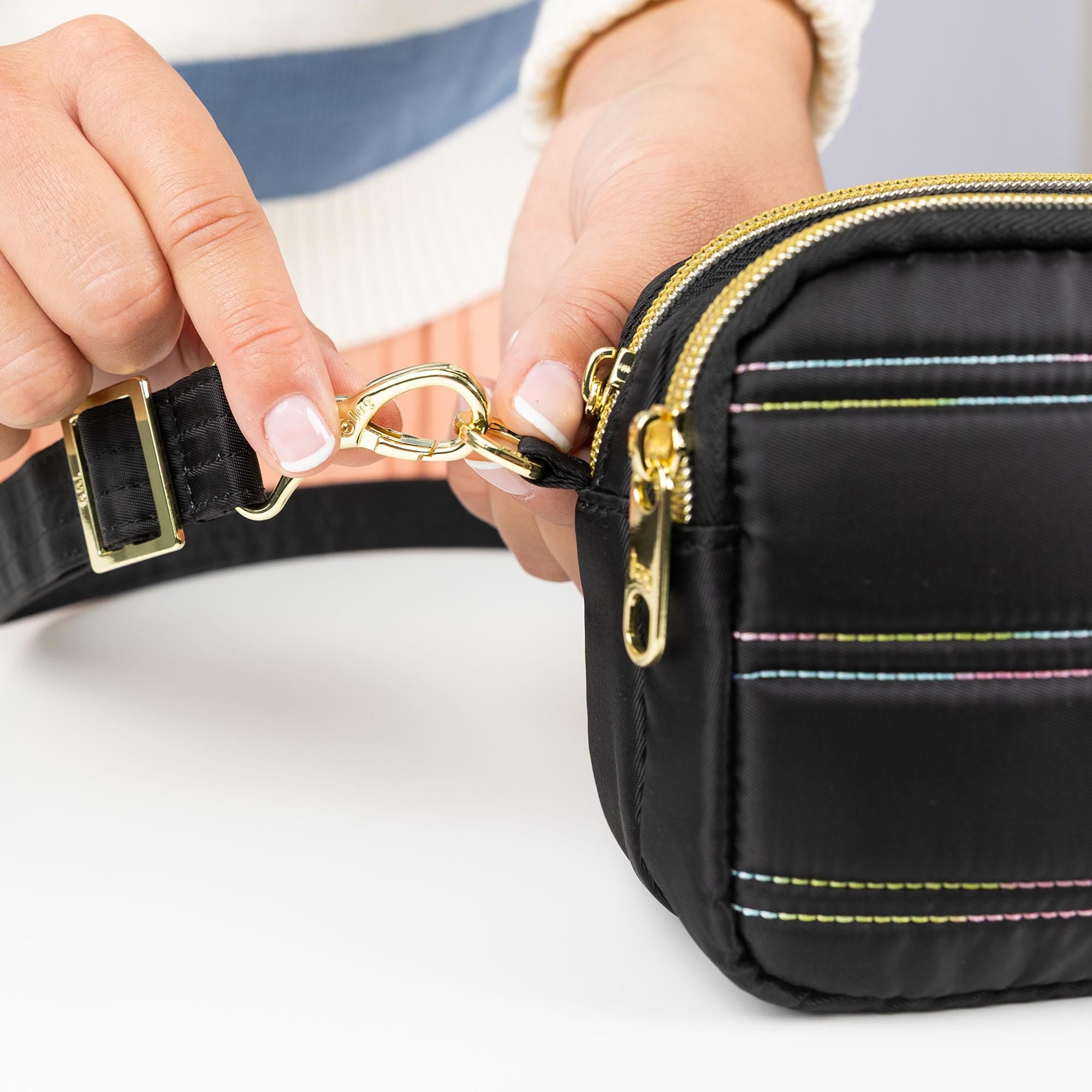 Coupe XL Plus Convertible Crossbody Bag with Charm Bar - - 24757_CoupeXLPlus-w-CharmBar_BlackRainbowIcepop_Lifestyle_04