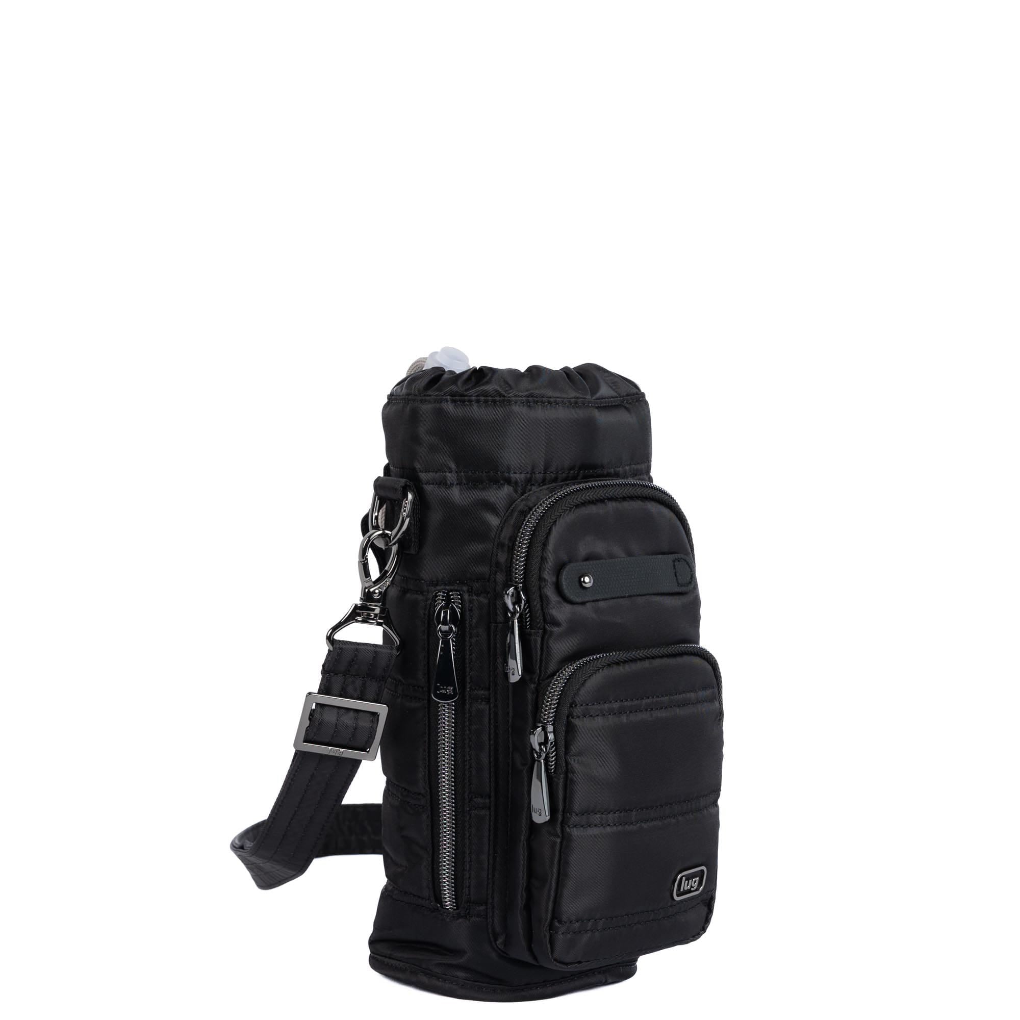 Huggie Wide Crossbody Water Bottle Holder with Charm Bar - BLACK - 24764_HuggieWide_Black_Angle_02