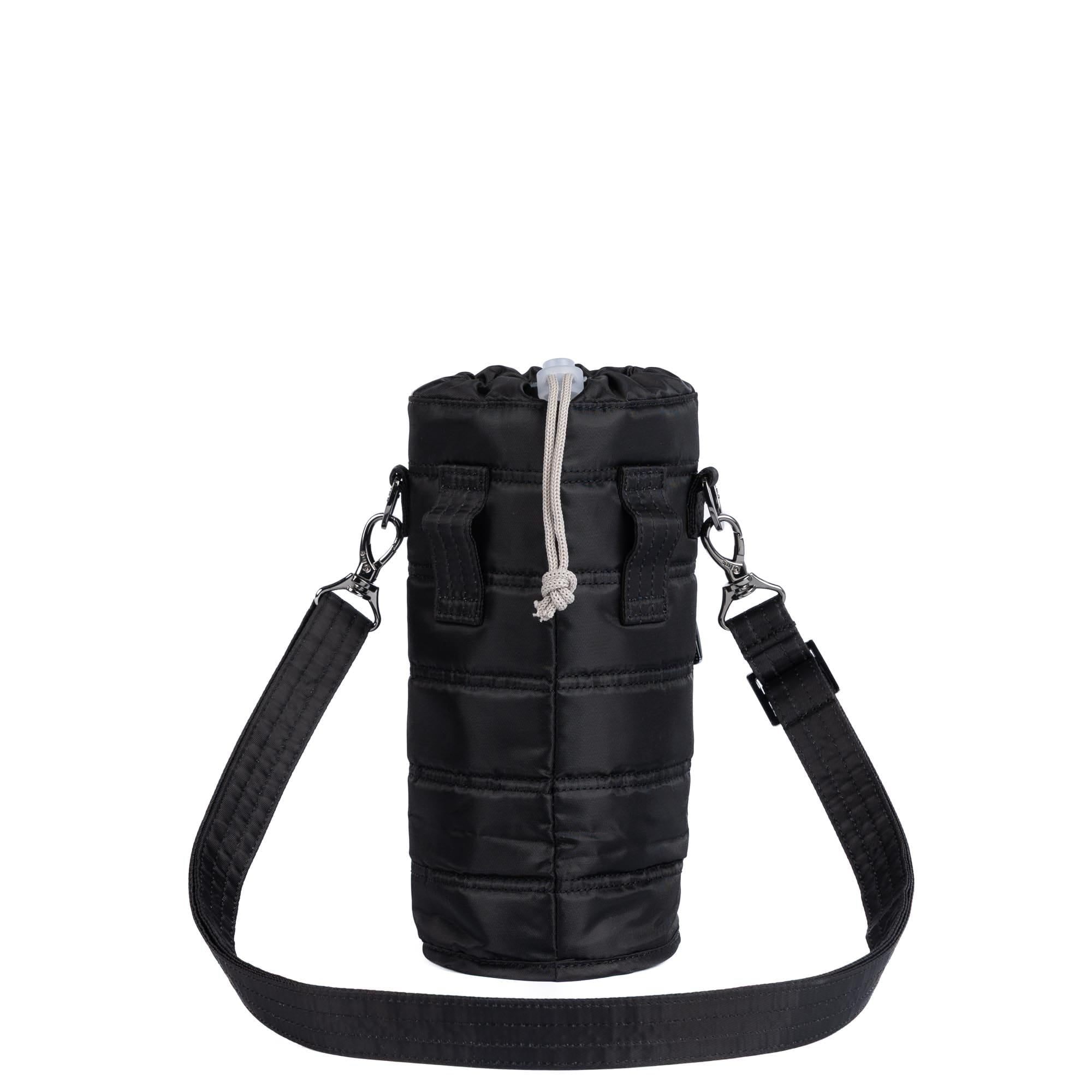 Huggie Wide Crossbody Water Bottle Holder with Charm Bar - BLACK - 24764_HuggieWide_Black_Angle_04