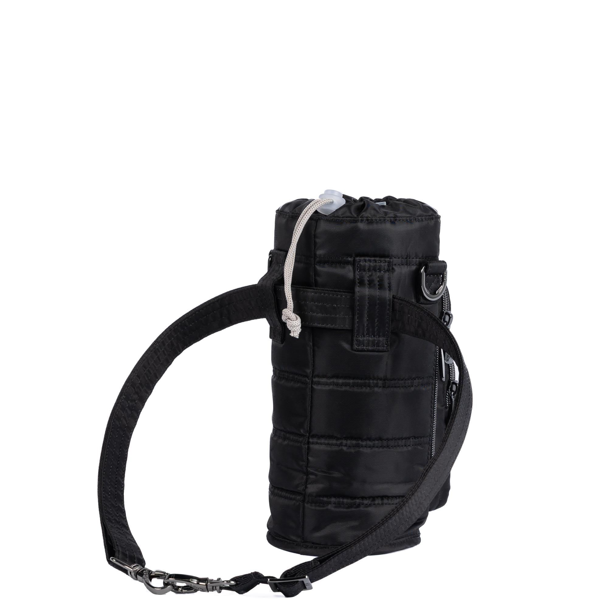 Huggie Wide Crossbody Water Bottle Holder with Charm Bar - BLACK - 24764_HuggieWide_Black_Angle_05