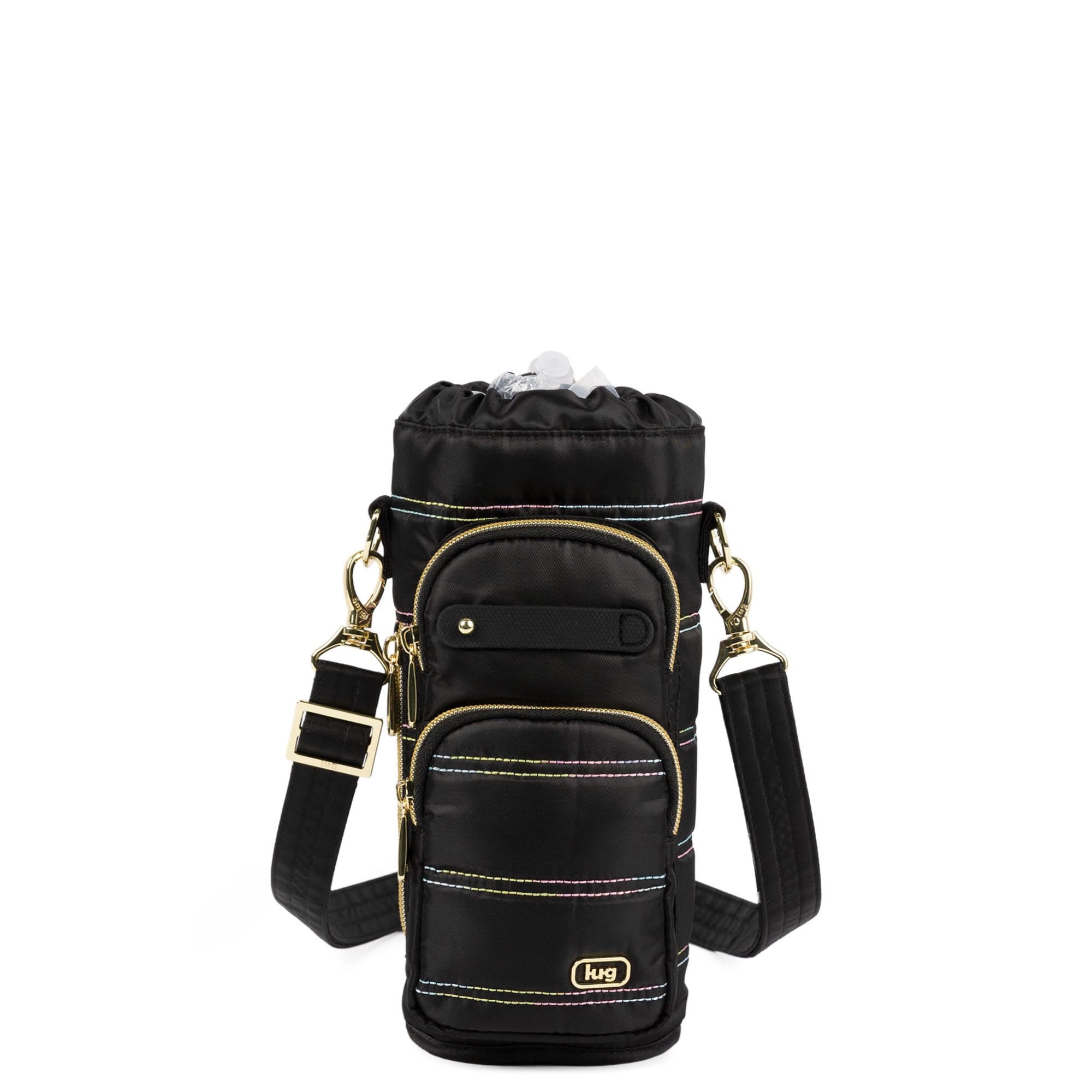 Huggie Wide Crossbody Water Bottle Holder with Charm Bar - - 24764_HuggieWide_BlackwithRainbowIcepop_Angle_01_cjpezs