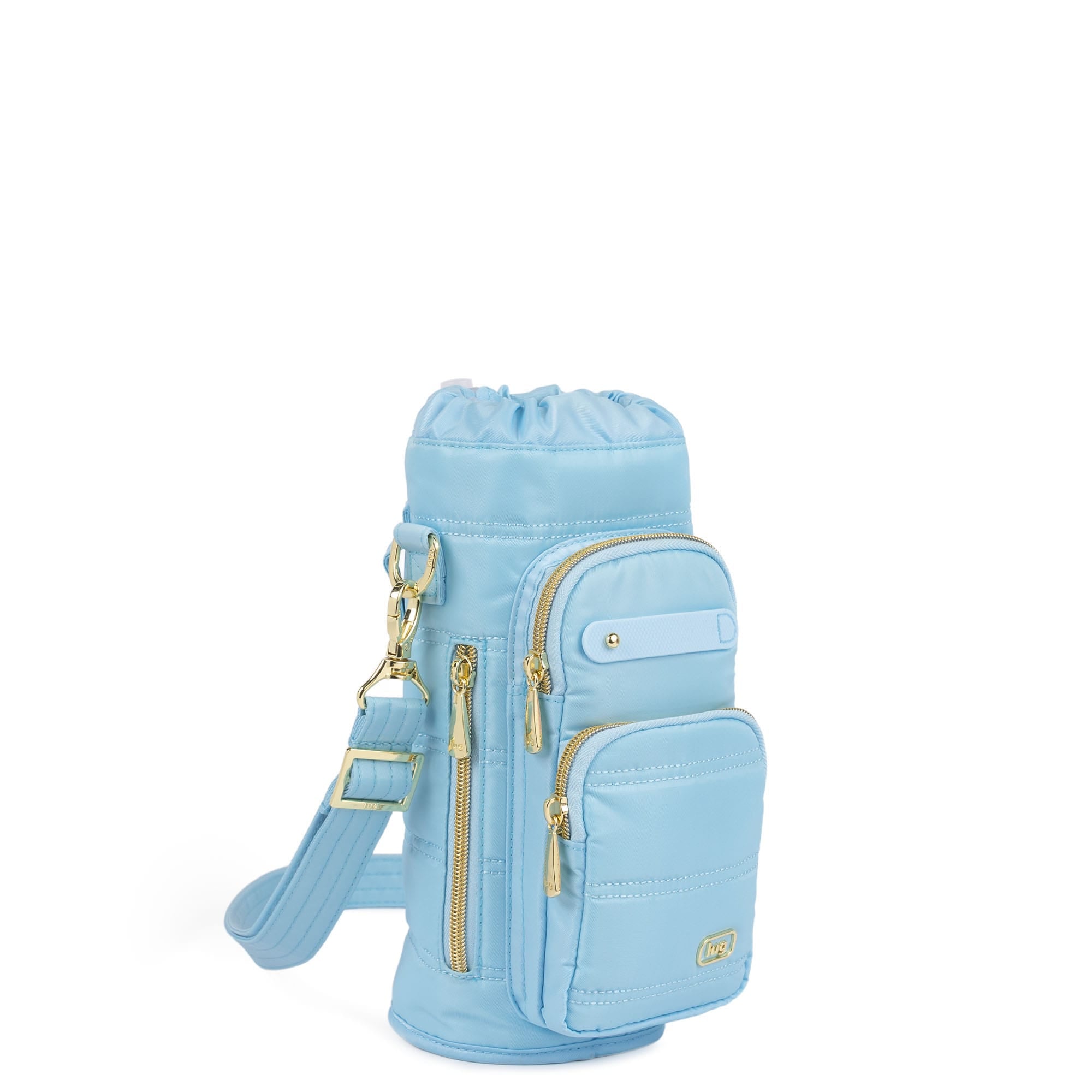 Huggie Wide Crossbody Water Bottle Holder with Charm Bar - BUBBLE BLUE - 24770_HuggieWide_BubbleBlue_Angle_02