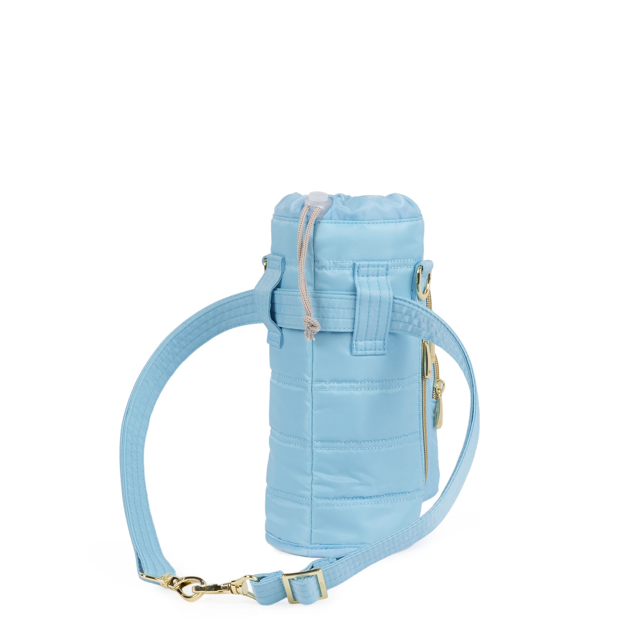 Huggie Wide Crossbody Water Bottle Holder with Charm Bar - BUBBLE BLUE - 24770_HuggieWide_BubbleBlue_Angle_05
