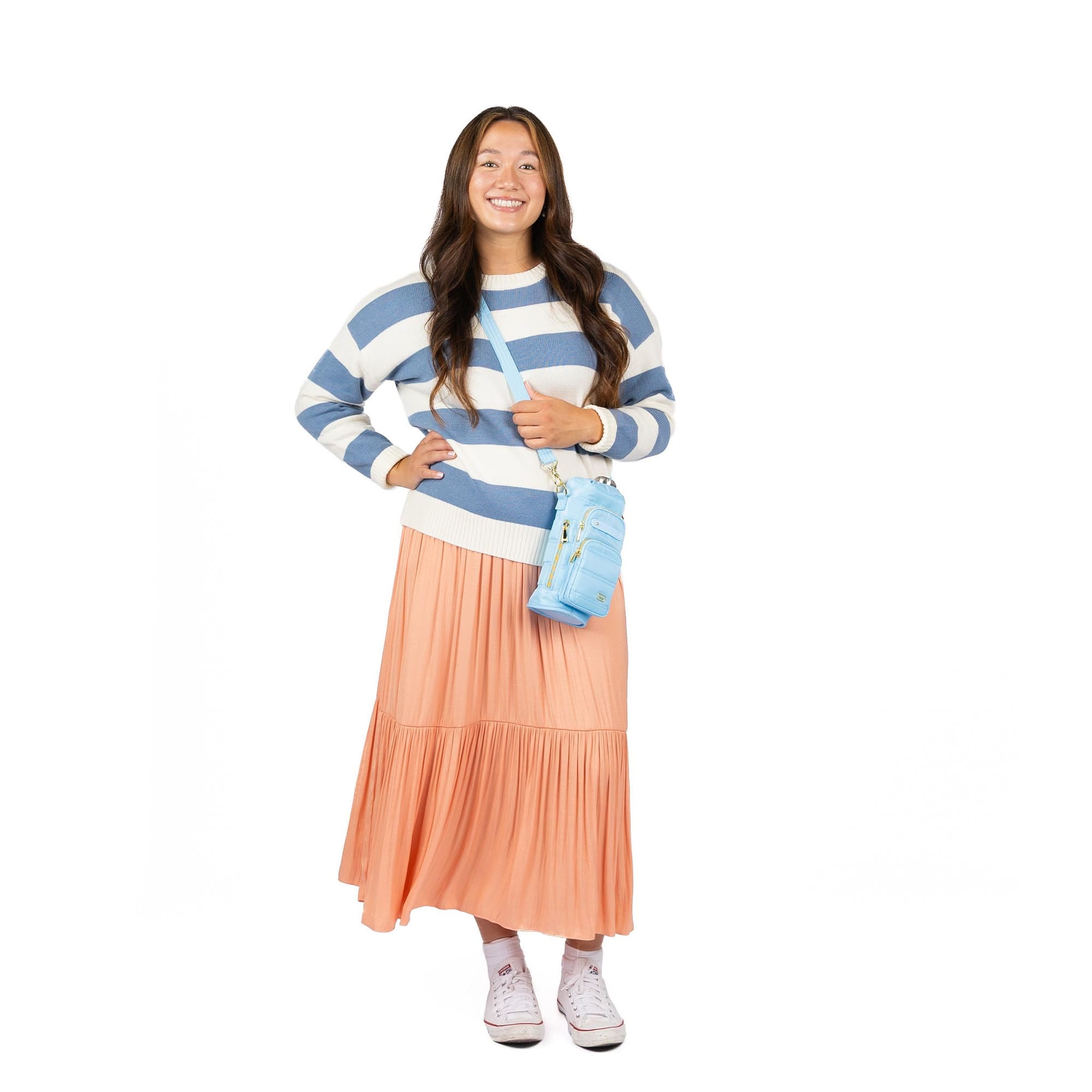 Huggie Wide Crossbody Water Bottle Holder with Charm Bar - - 24770_HuggieWide_BubbleBlue_Proportion_02