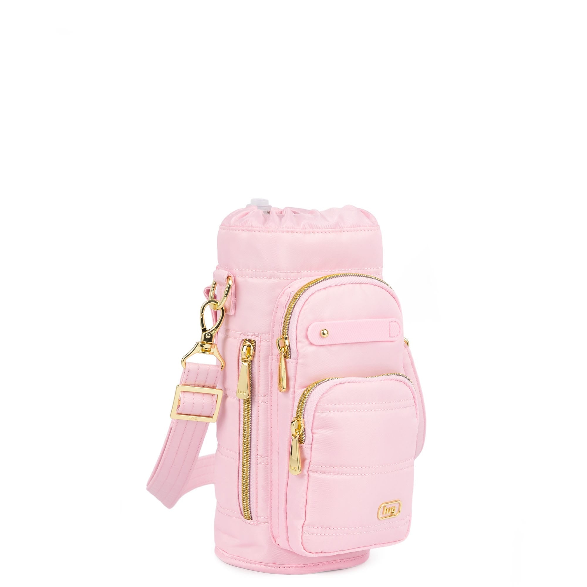 Huggie Wide Crossbody Water Bottle Holder with Charm Bar - BUBBLE PINK - 24771_HuggieWide_BubblePink_Angle_02