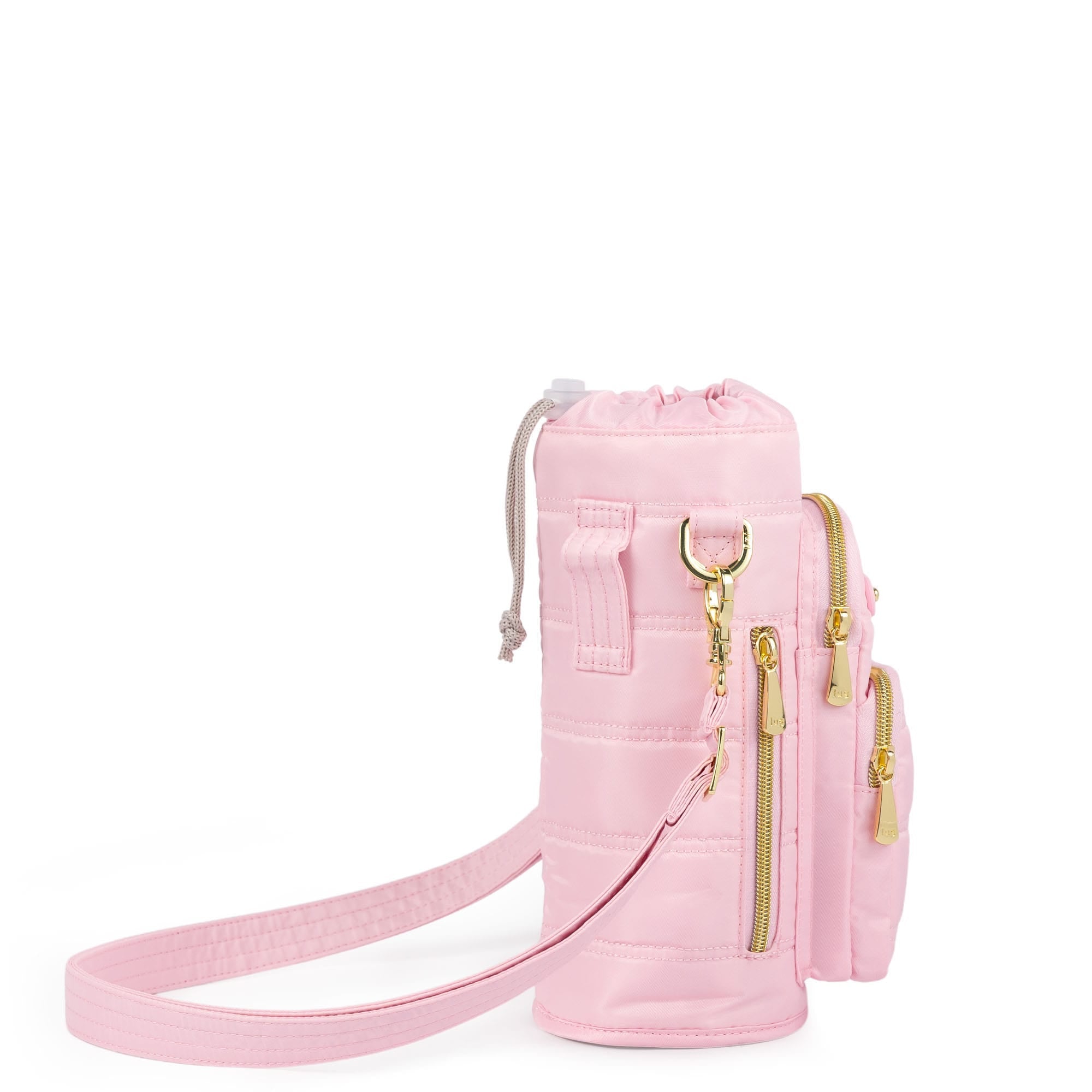 Huggie Wide Crossbody Water Bottle Holder with Charm Bar - BUBBLE PINK - 24771_HuggieWide_BubblePink_Angle_03
