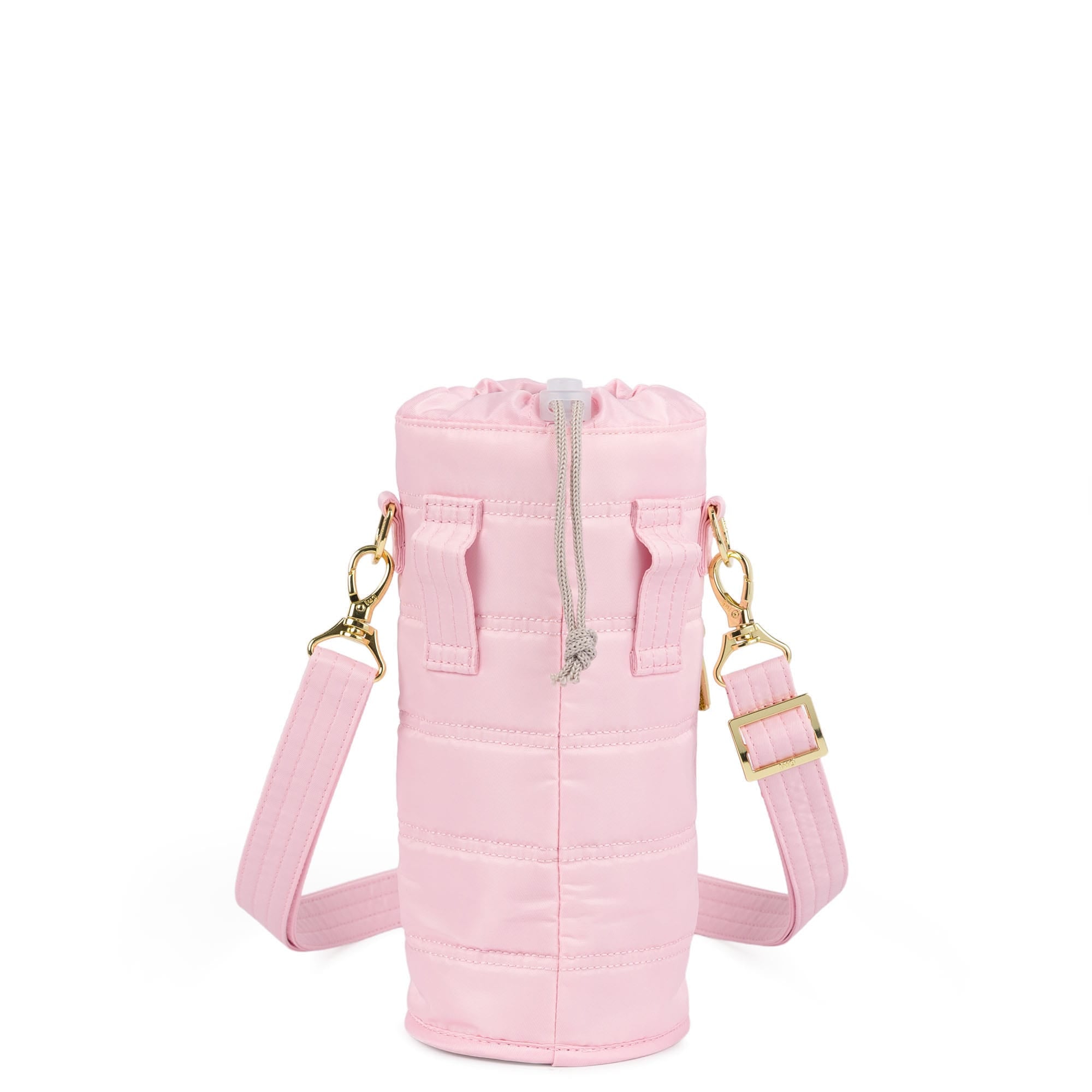 Huggie Wide Crossbody Water Bottle Holder with Charm Bar - BUBBLE PINK - 24771_HuggieWide_BubblePink_Angle_04