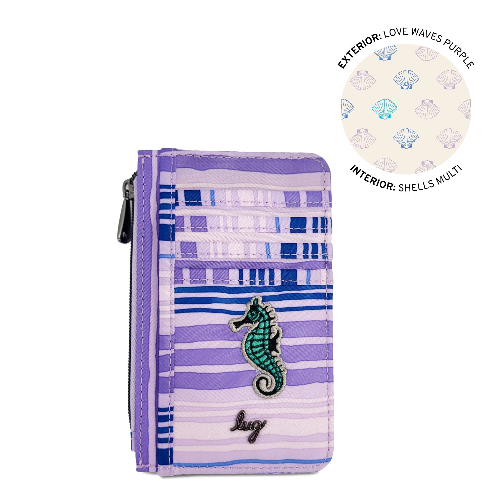 Embroidered Slide RFID Card Wallet - LOVE WAVES PURPLE - 24893_Slide_LoveWavesPurple_Angle_01_x3xfk2