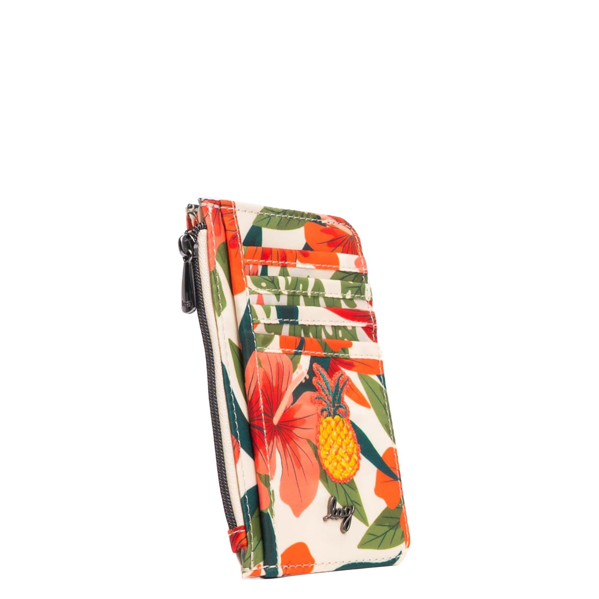 Embroidered Slide RFID Card Wallet - LUSH LUAU - 24895_SlideEmbroidered_LushLuau_Angle_02