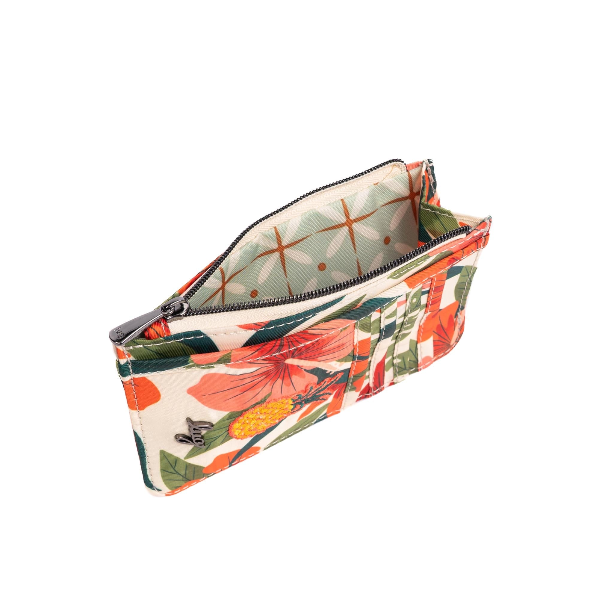 Embroidered Slide RFID Card Wallet - LUSH LUAU - 24895_SlideEmbroidered_LushLuau_Angle_04