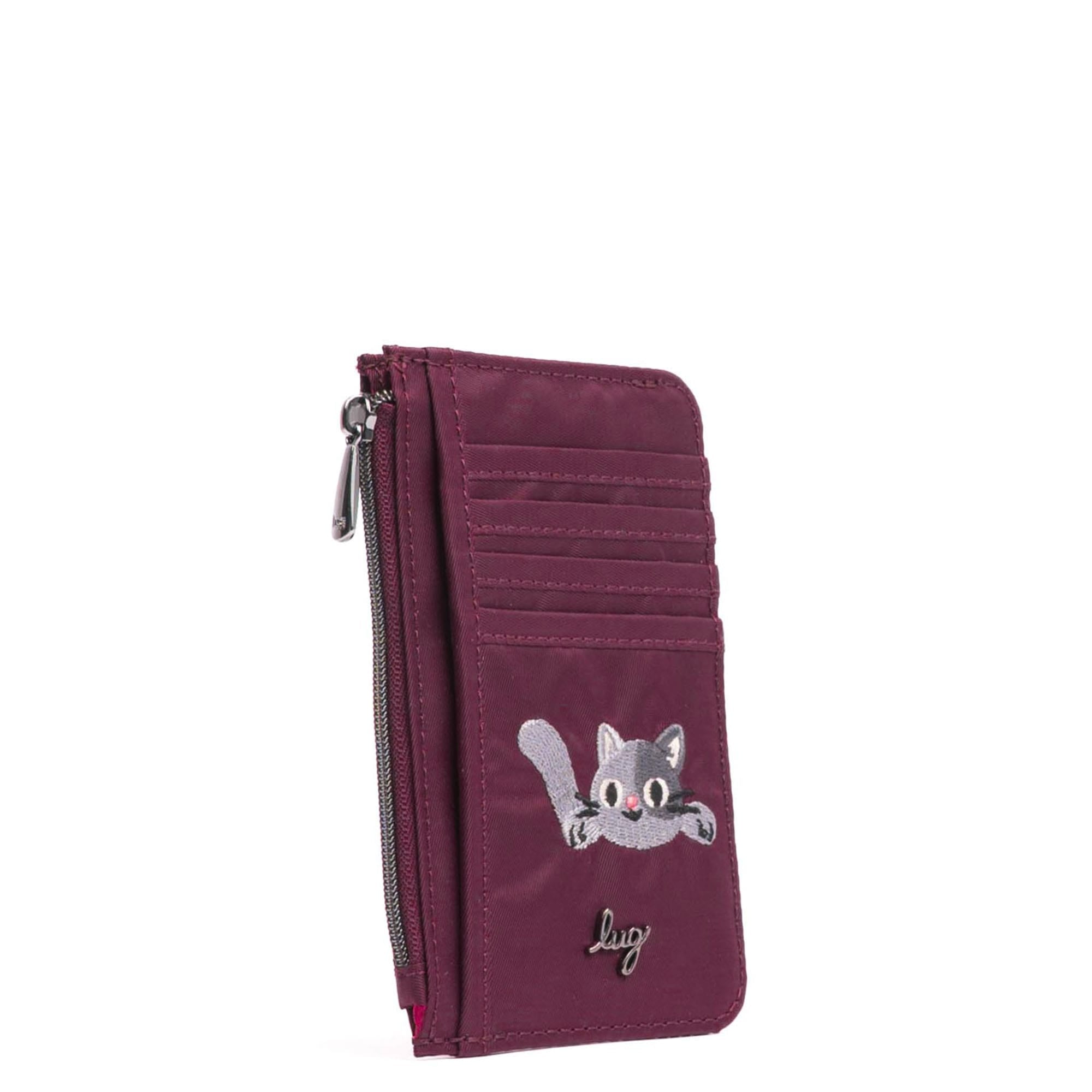 Embroidered Slide RFID Card Wallet - WINE RED - 24896_SlideEmbroidered_WineRed_Angle_02