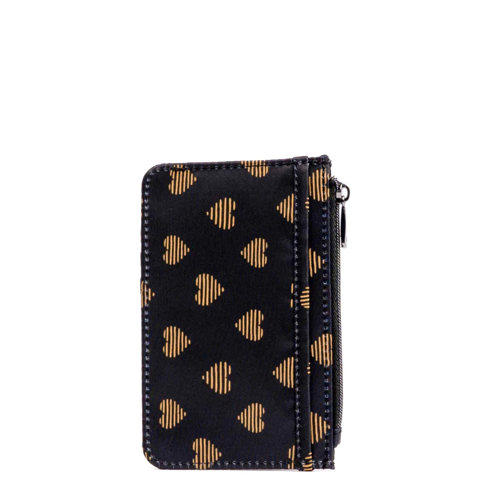 Embroidered Slide RFID Card Wallet - HEARTS OF GOLD - 24897_SlideEmbroidered_HeartsOfGold_Angle_03