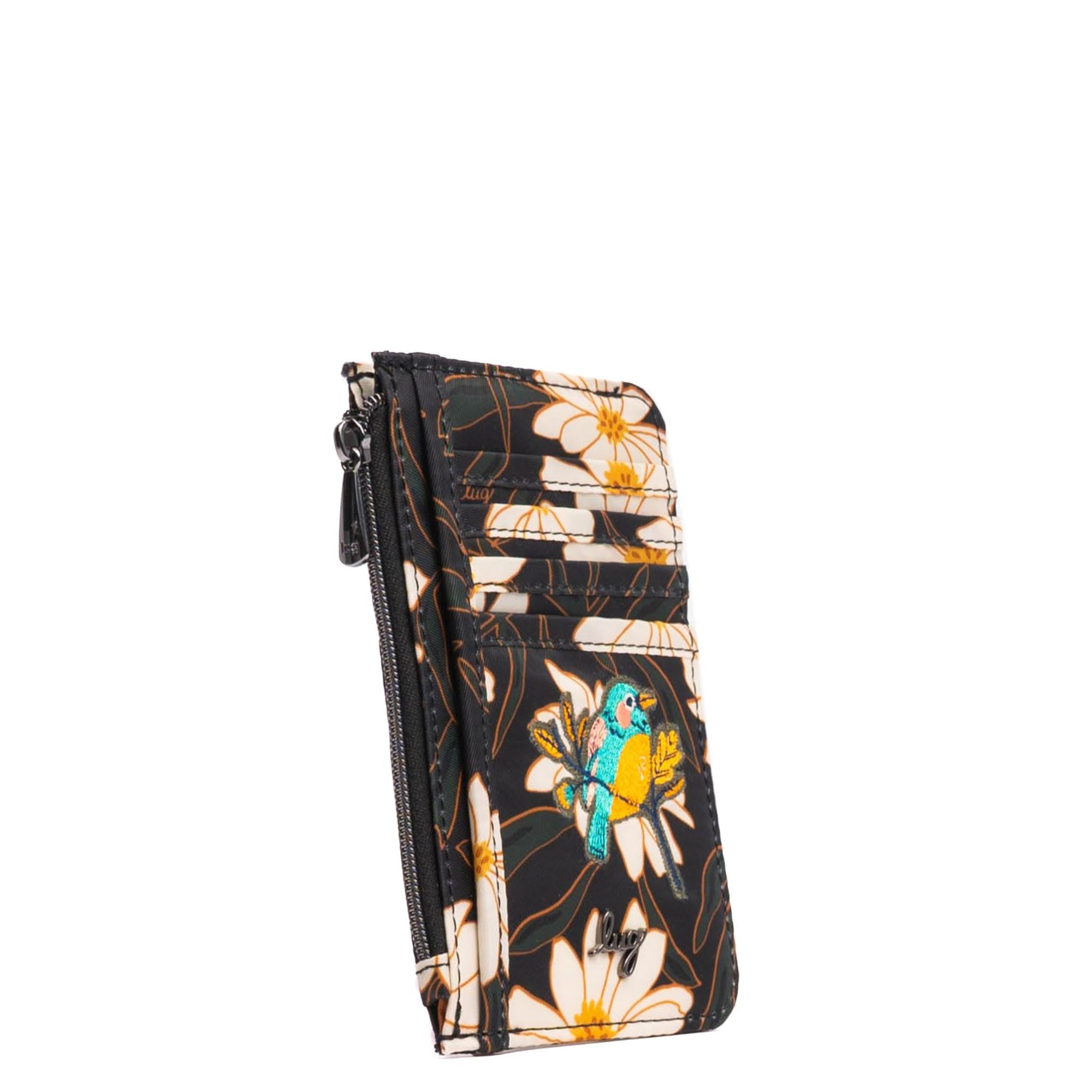 Embroidered Slide RFID Card Wallet - AUTUMN DAISIES - 24898_SlideEmbroidered_AutumnDaisies_Angle_02
