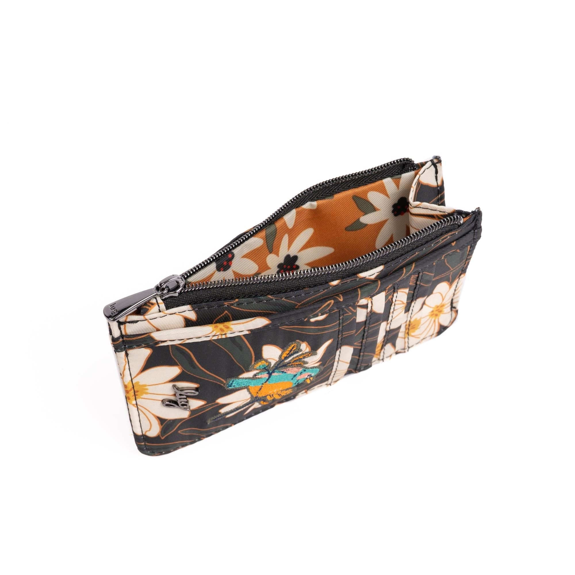 Embroidered Slide RFID Card Wallet - AUTUMN DAISIES - 24898_SlideEmbroidered_AutumnDaisies_Angle_04