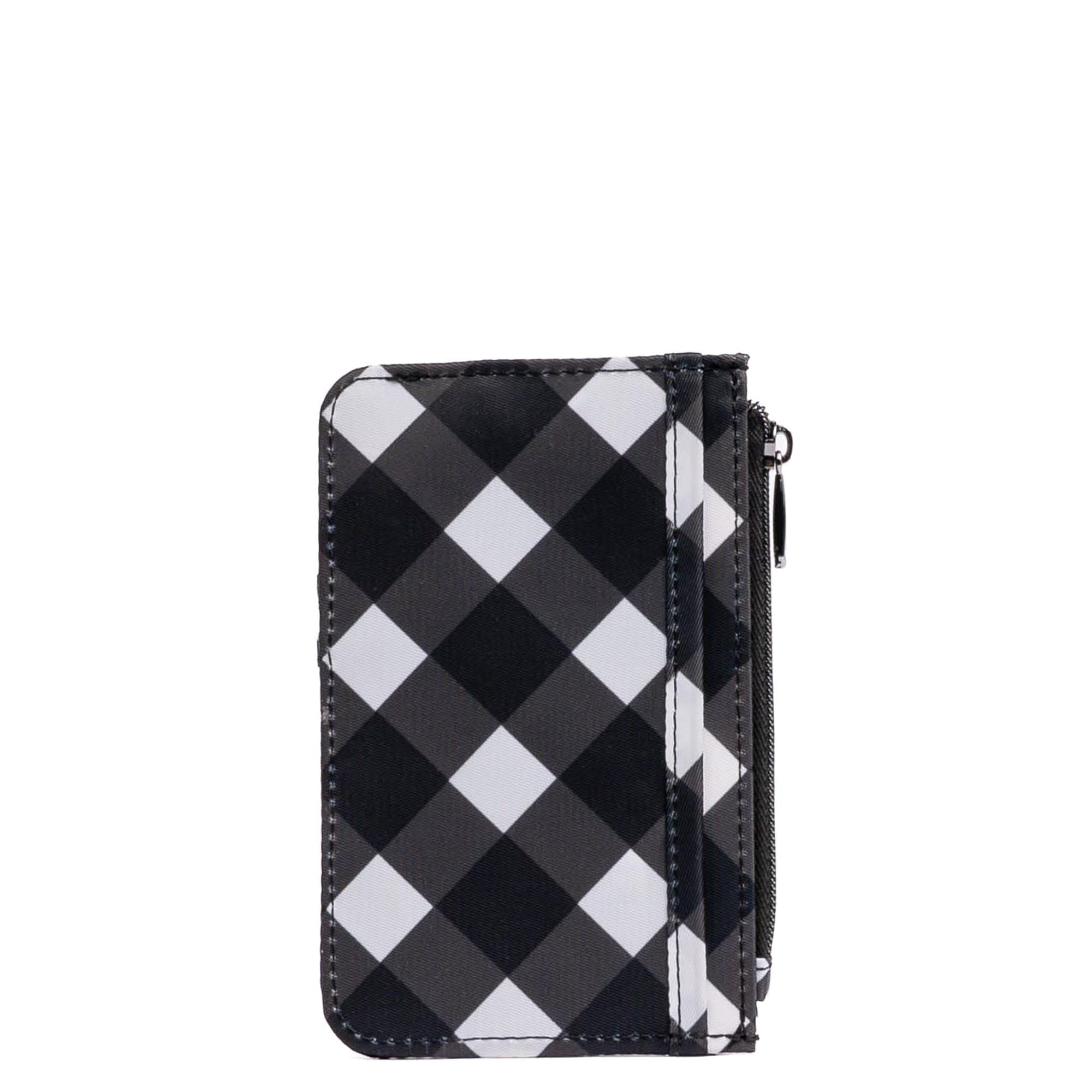 Embroidered Slide RFID Card Wallet - GINGHAM BLACK - 24899_SlideEmbroidered_GinghamBlack_Angle_03