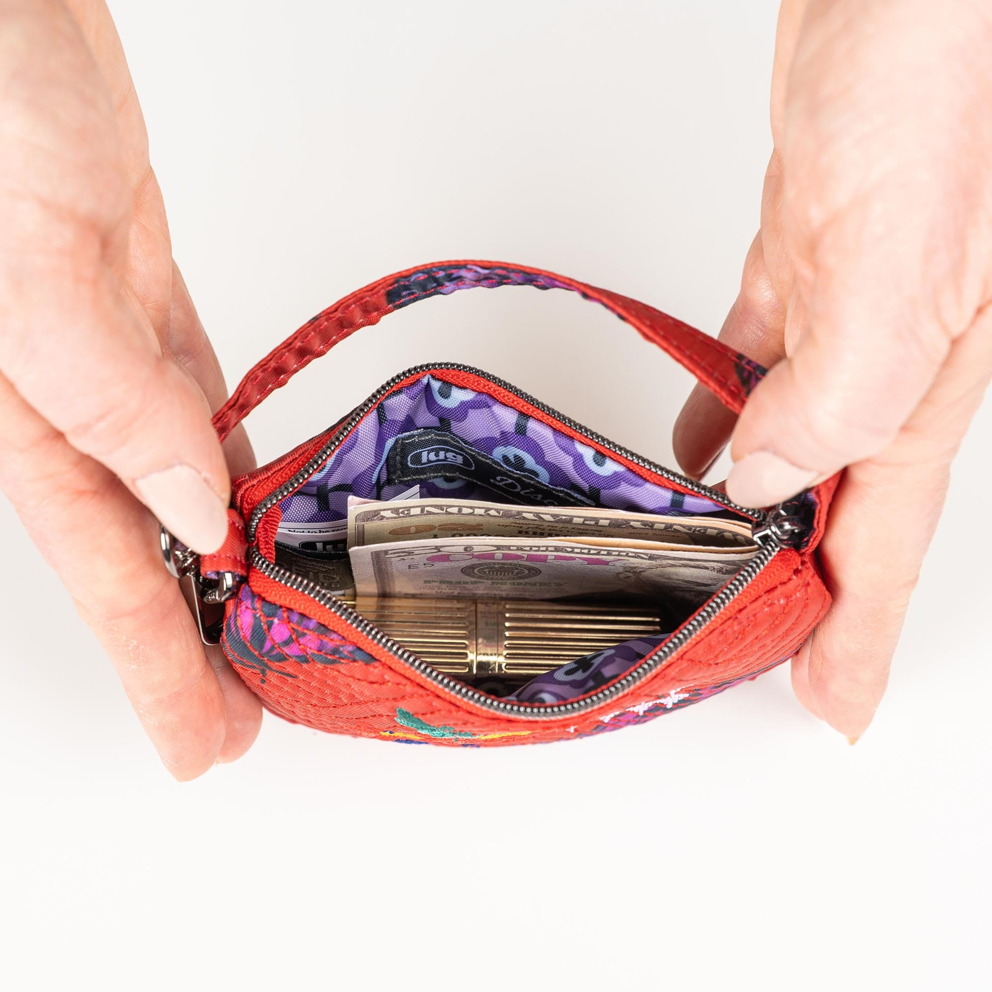 Embroidered Disco Pouch - - 24903_Disco_ButterflyPoppy_Lifestyle_04