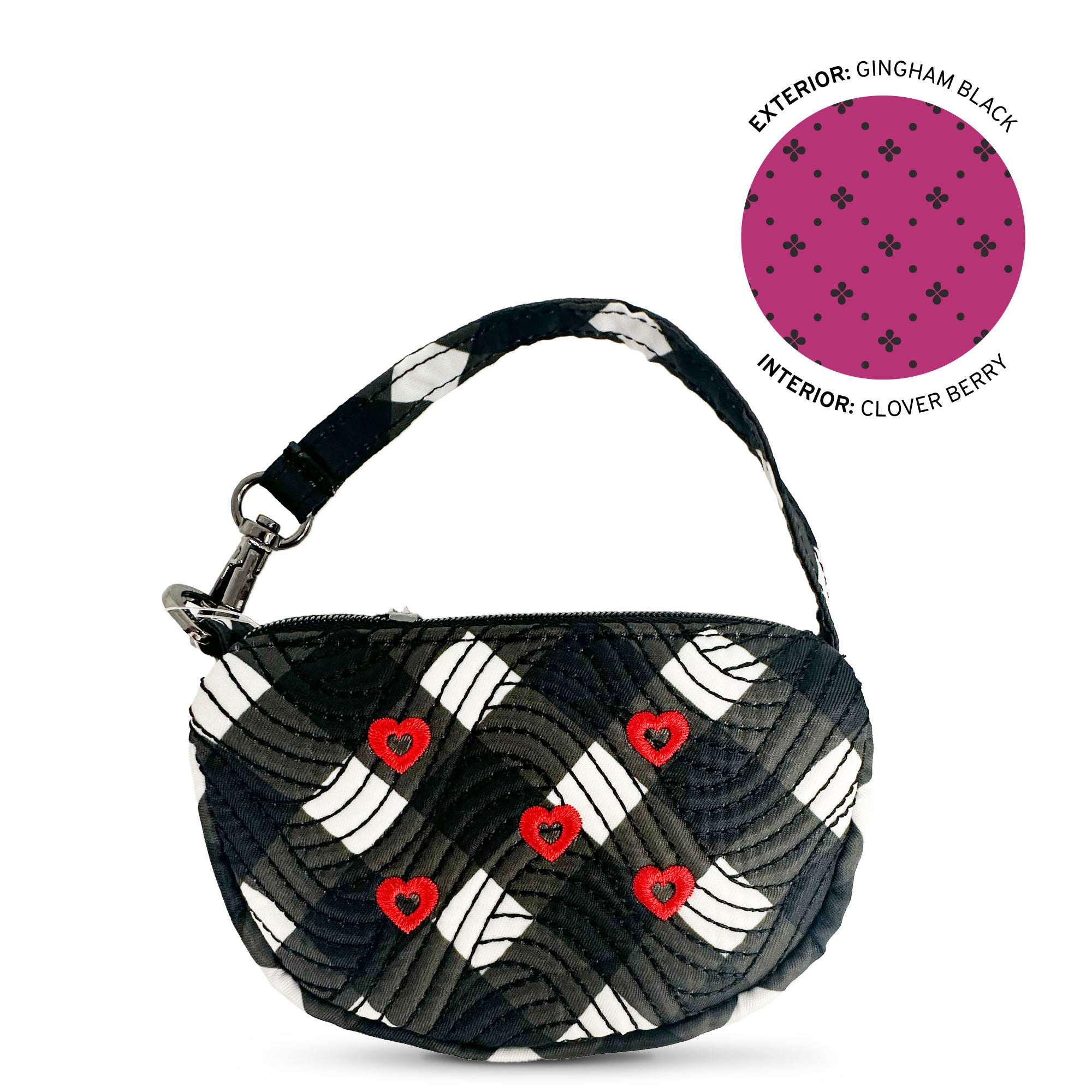 Embroidered Disco Pouch - GINGHAM BLACK - 24906_Disco_GinghamBlack_Angle_01