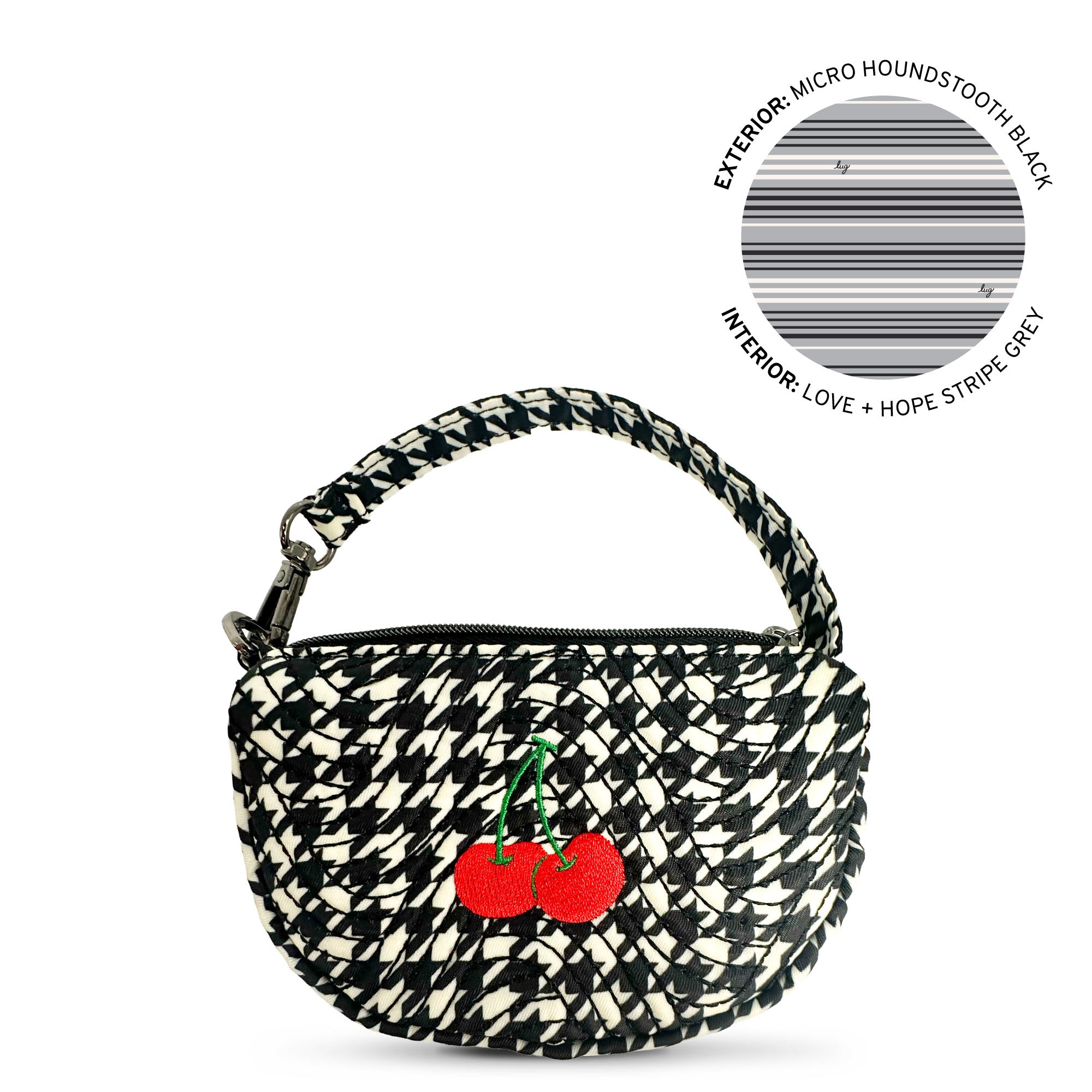 Embroidered Disco Pouch - MICRO HOUNDSTOOTH BLACK - 24907_Disco_MicroHoundstoothBlack_Angle_01