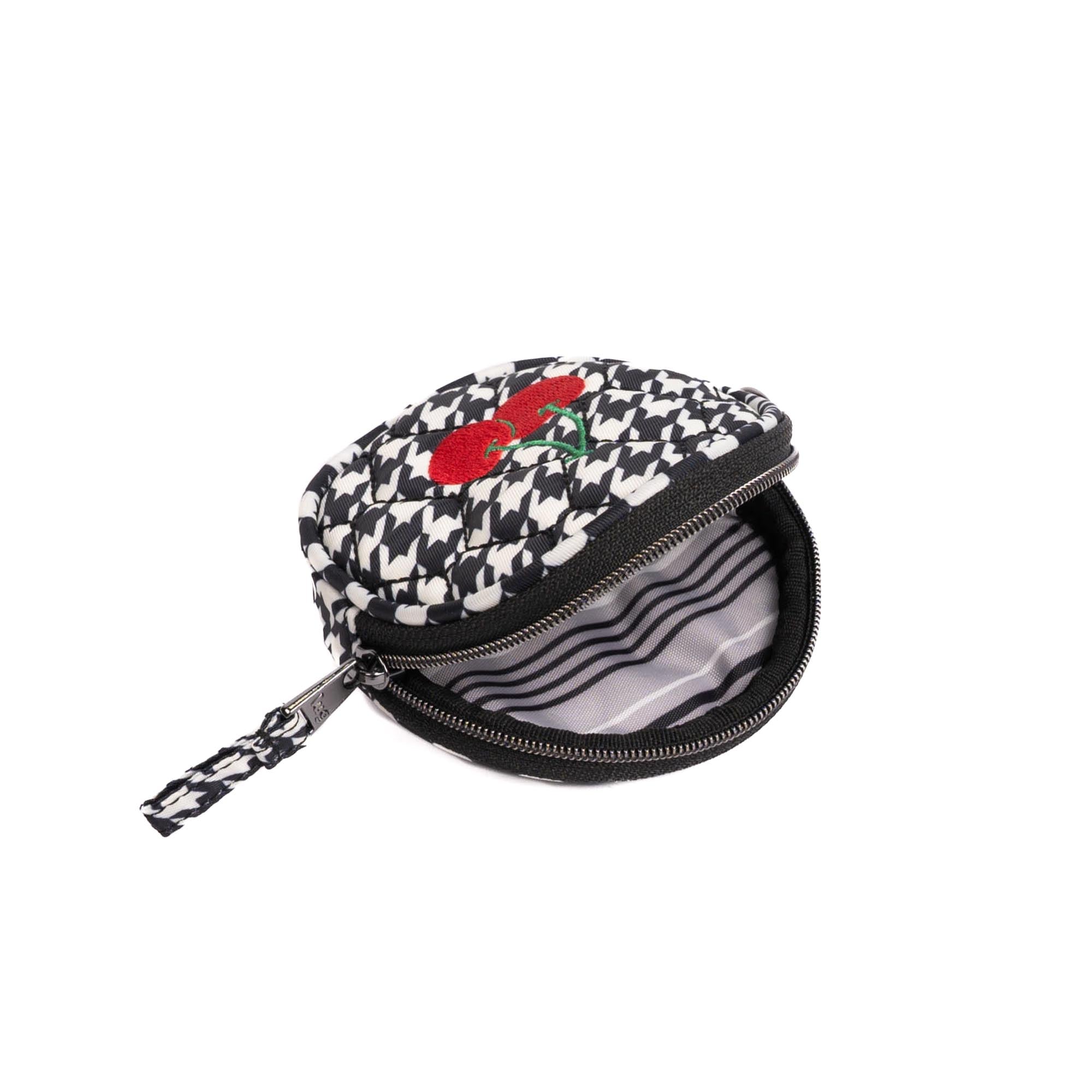 Embroidered Circle Pouch - MICRO HOUNDSTOOTH BLACK - 24910_CirclePouch_MicroHoundstoothBlack_Angle_04