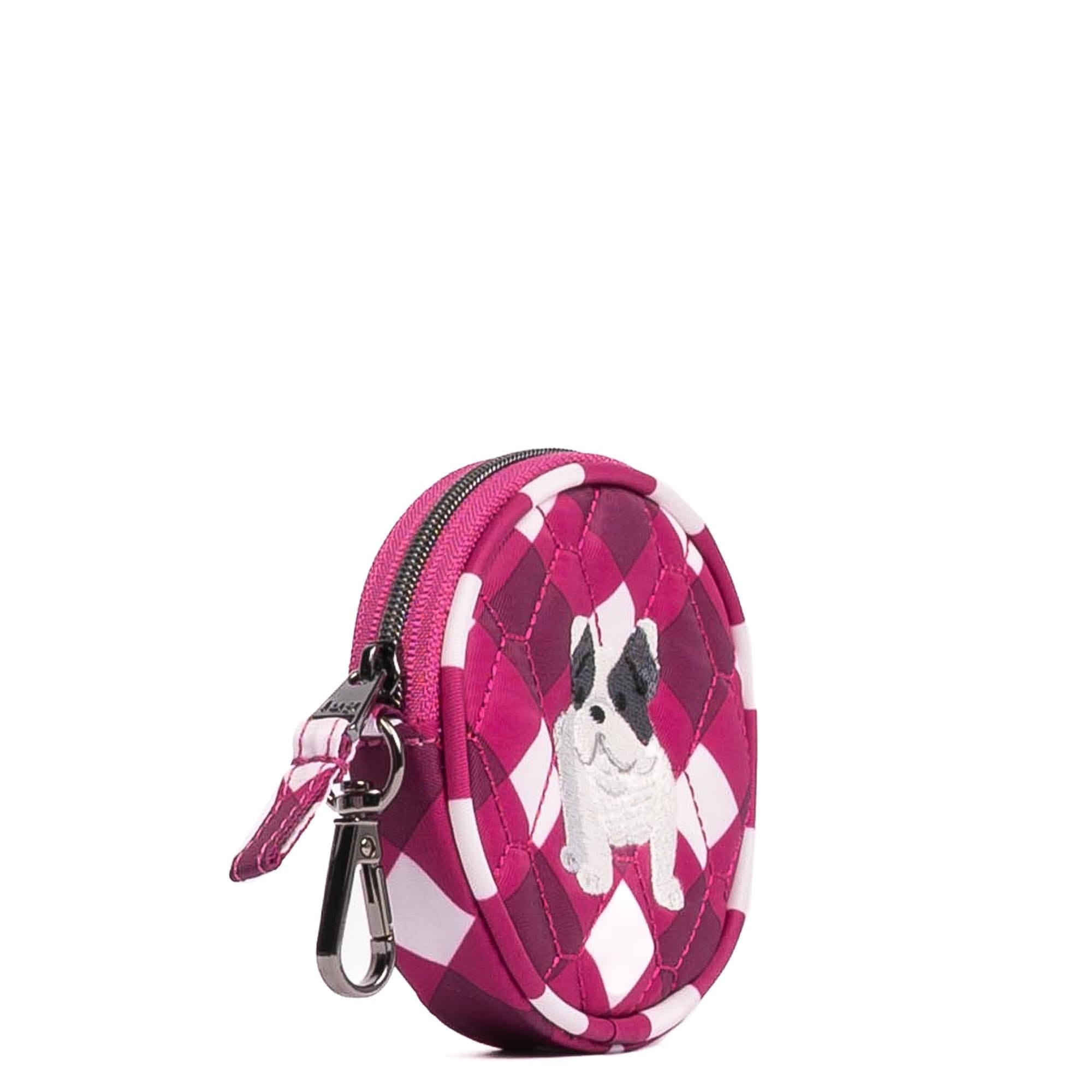Embroidered Circle Pouch - GINGHAM BERRY - 24912_CirclePouch_GinghamBerry_Angle_02