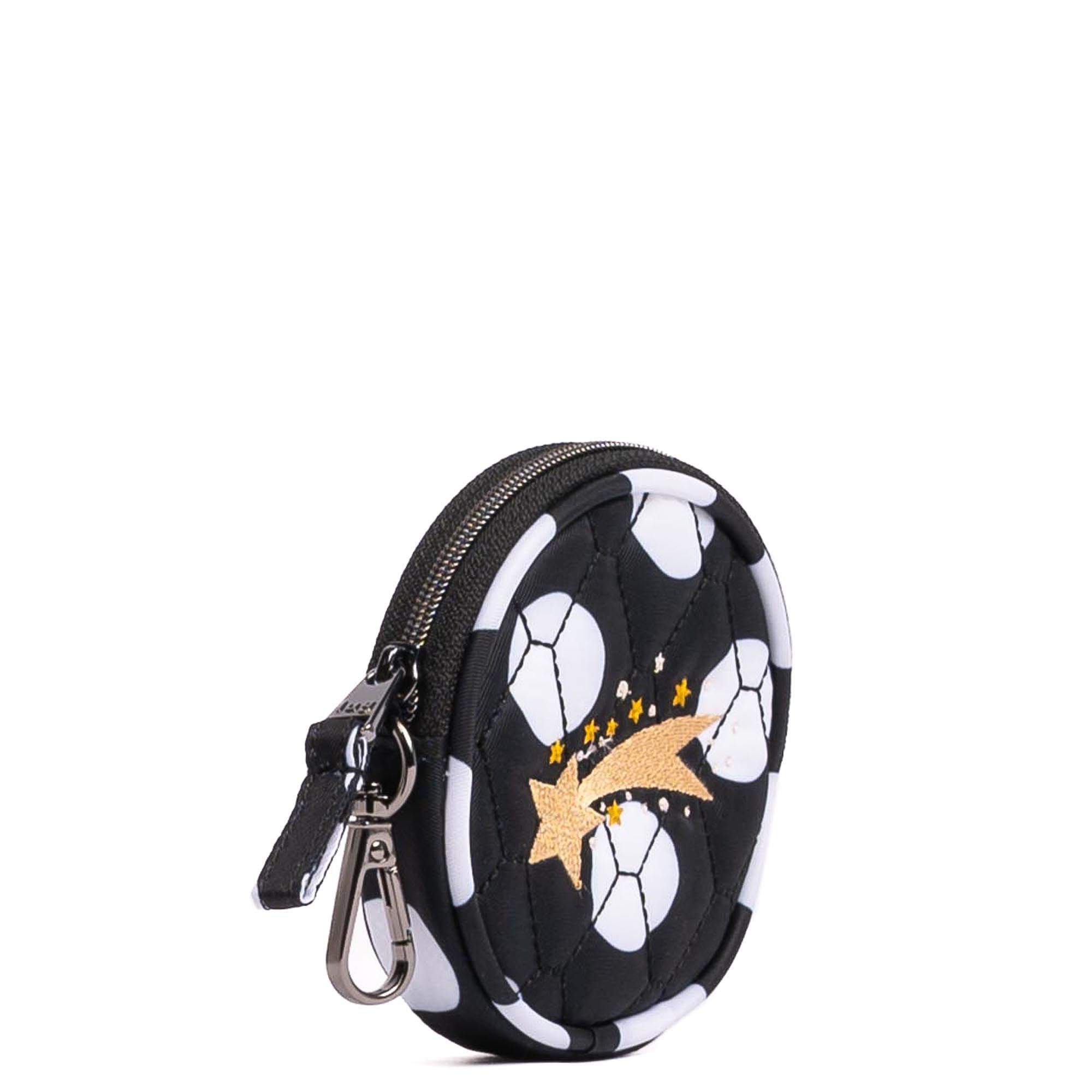 Embroidered Circle Pouch - BLACK LARGE DOT - 24913_CirclePouch_BlackLargeDot_Angle_02