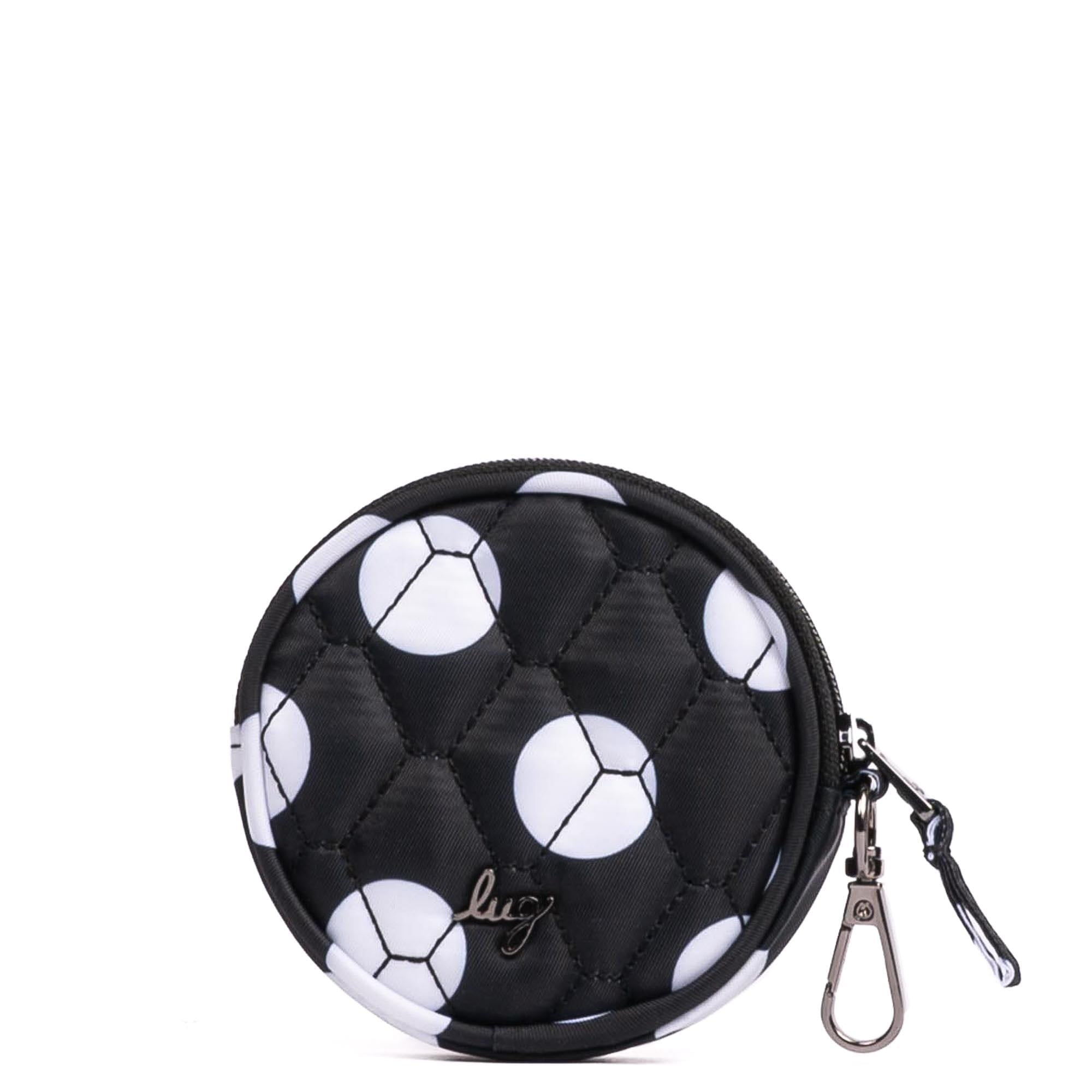 Embroidered Circle Pouch - BLACK LARGE DOT - 24913_CirclePouch_BlackLargeDot_Angle_03