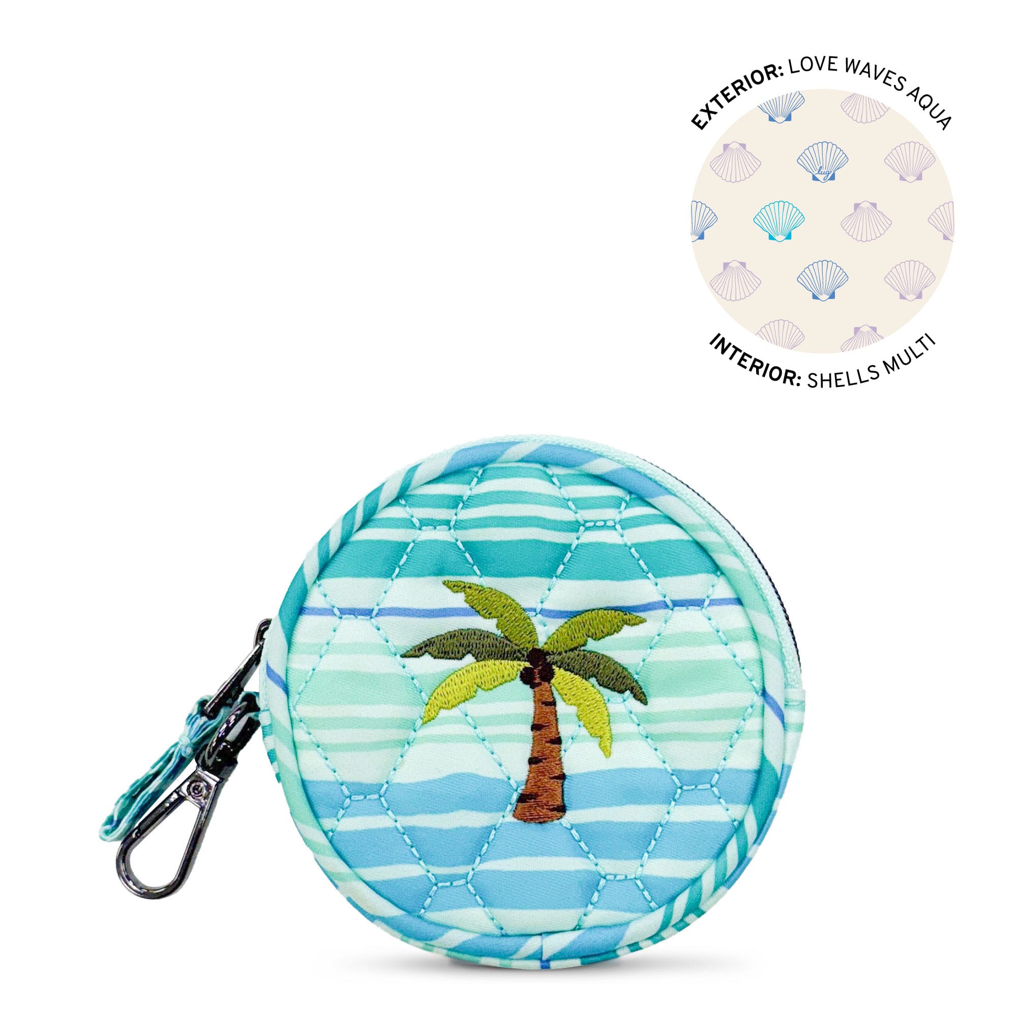 Embroidered Circle Pouch - LOVE WAVES AQUA - 24914_CirclePouch_LoveWavesAqua_Angle_01