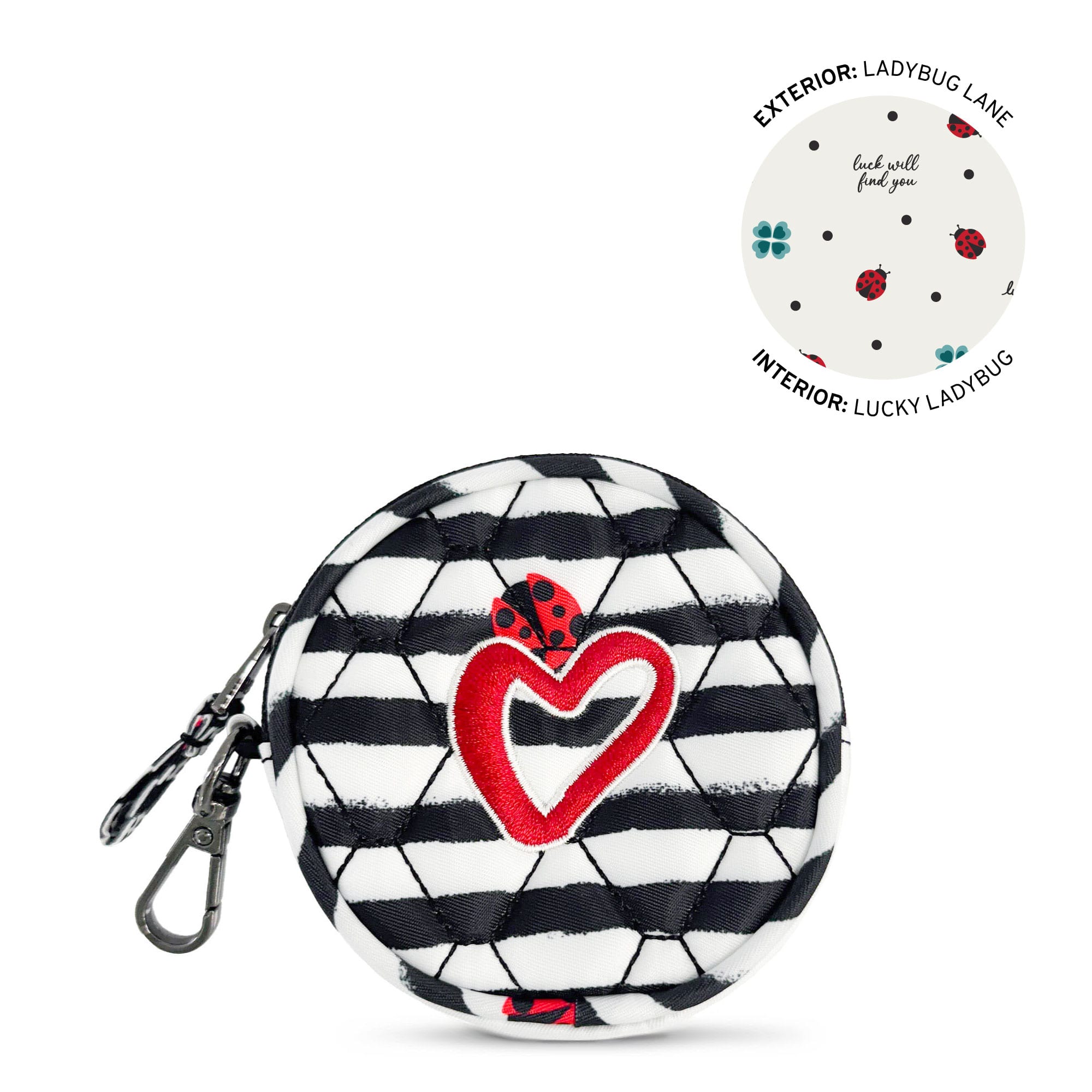 Embroidered Circle Pouch - LADYBUG LANE - 24916_CirclePouch_LadybugLane_Angle_01