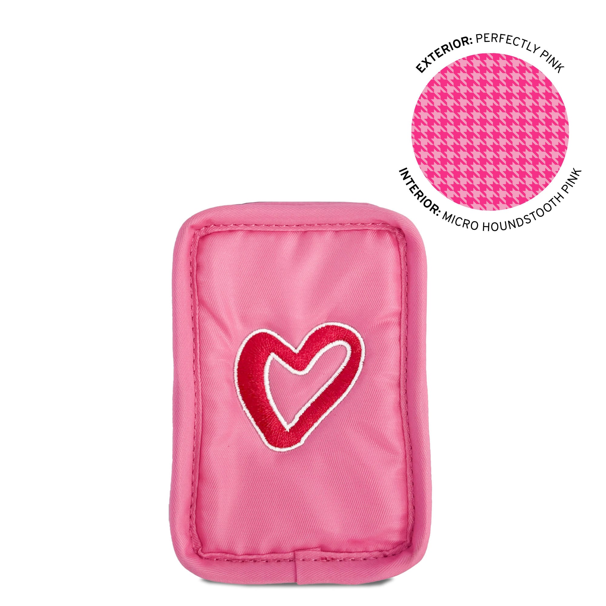Embroidered Drizzle Zip Storage Pouch - PERFECTLY PINK - 24917_Drizzle_PerfectlyPink_Angle_01