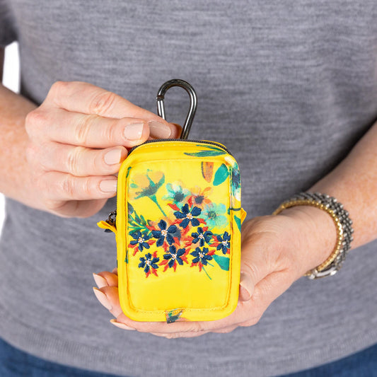 Embroidered Drizzle Zip Storage Pouch - - 24918_DrizzleEmbroidered_BouquetYellow_Lifestyle_01