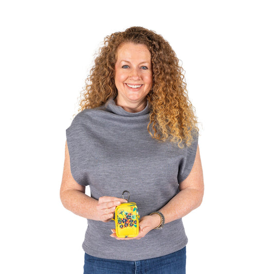 Embroidered Drizzle Zip Storage Pouch - - 24918_DrizzleEmbroidered_BouquetYellow_Proportion_01