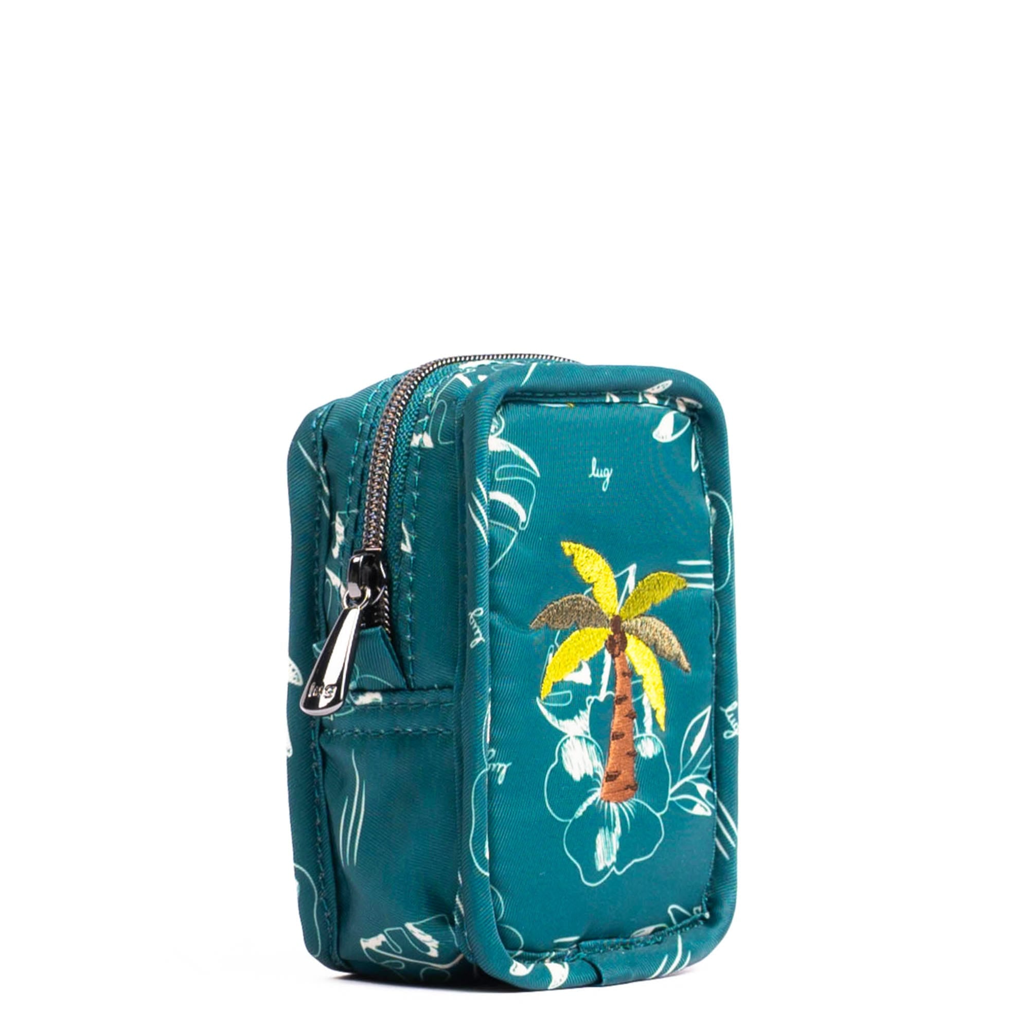 Embroidered Drizzle Zip Storage Pouch - ALOHA OUTLINE TEAL - 24919_DrizzleEmbroidered_AlohaOutlineTeal_Angle_02