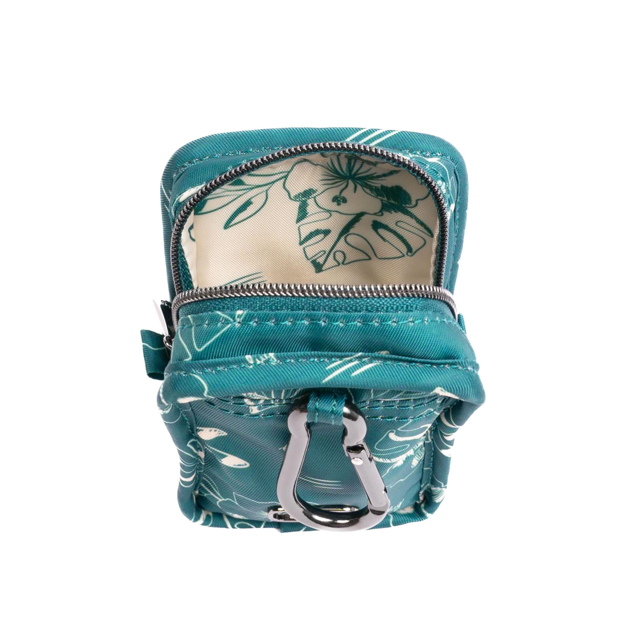 Embroidered Drizzle Zip Storage Pouch - ALOHA OUTLINE TEAL - 24919_DrizzleEmbroidered_AlohaOutlineTeal_Angle_05