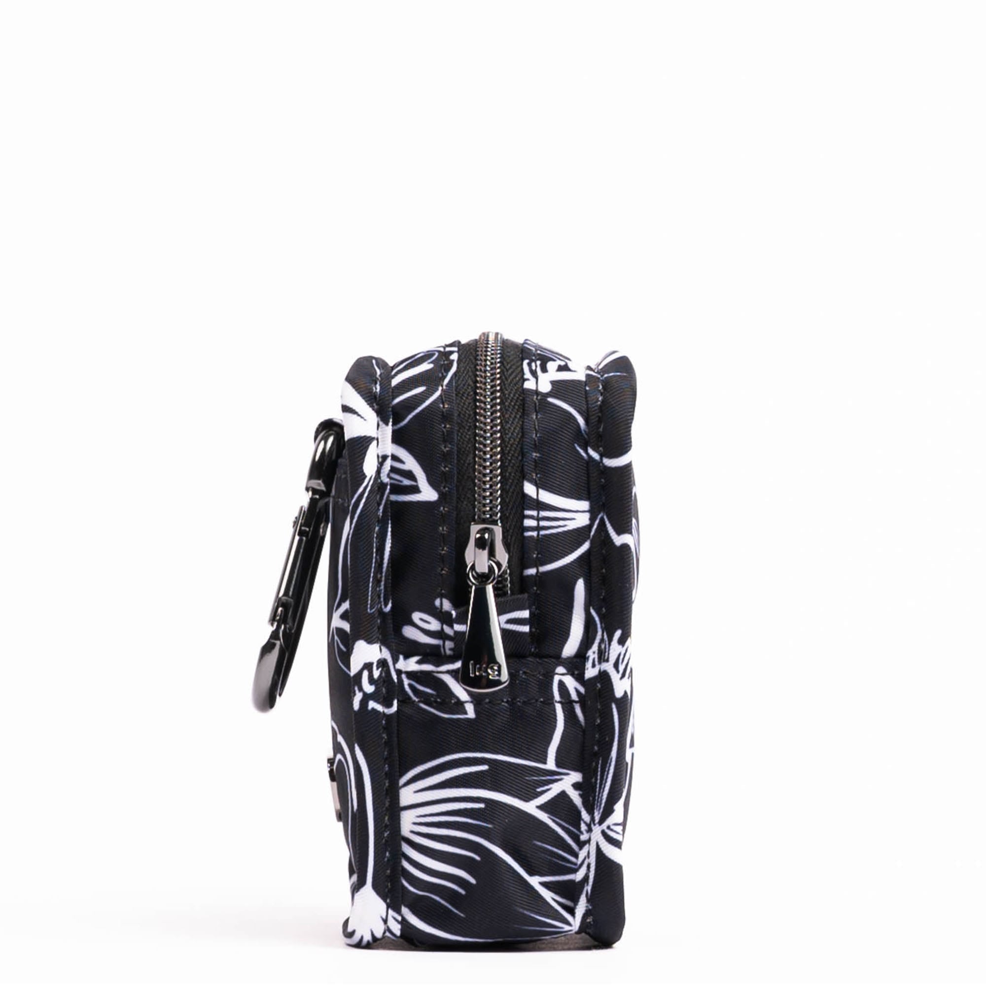 Embroidered Drizzle Zip Storage Pouch - OUTLINE FLORAL BLACK - 24922_DrizzleEmbroidered_OutlineFloralBlack_Angle_03
