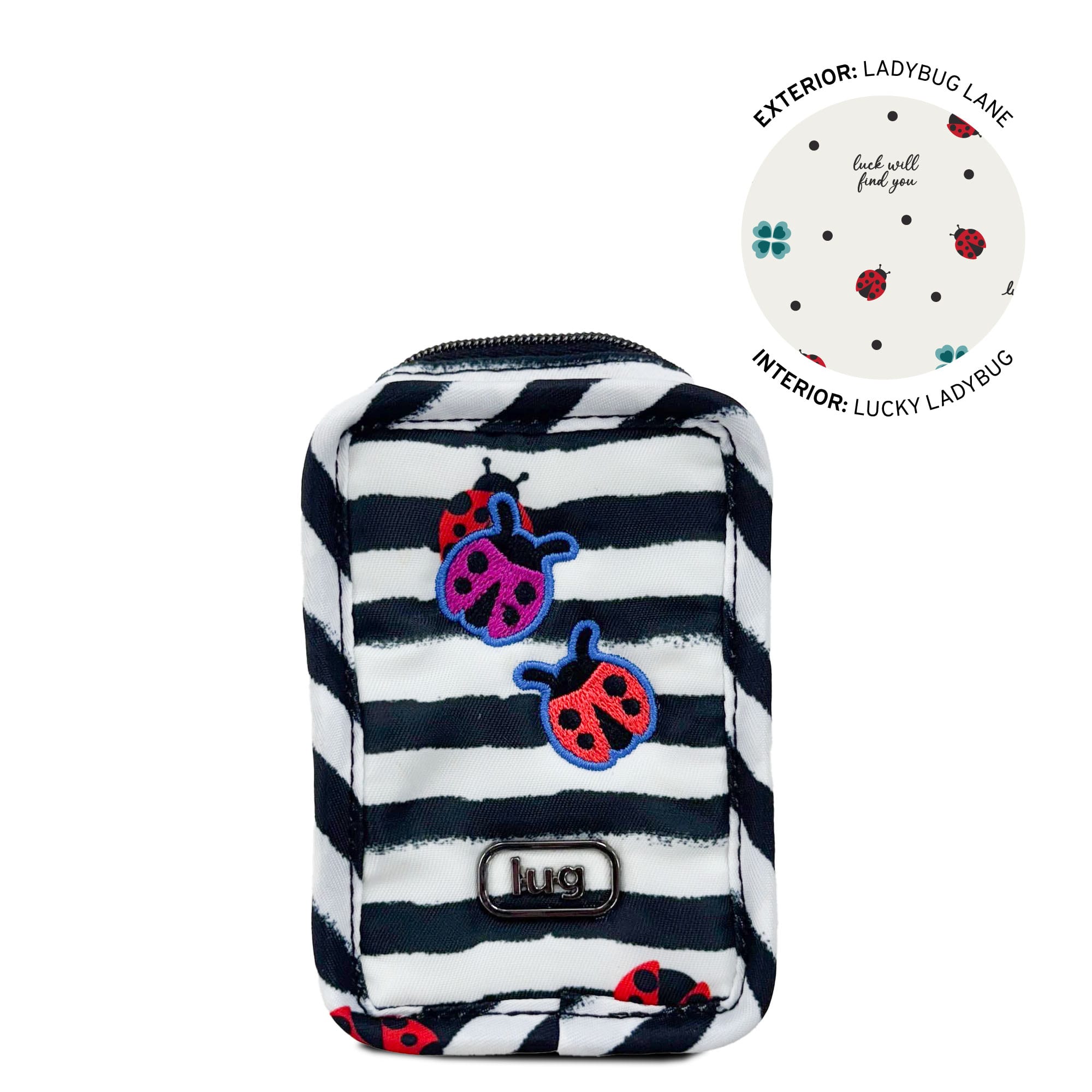 Embroidered Drizzle Zip Storage Pouch - LADYBUG LANE 2 - 24923_Drizzle_LadybugLane_Angle_01