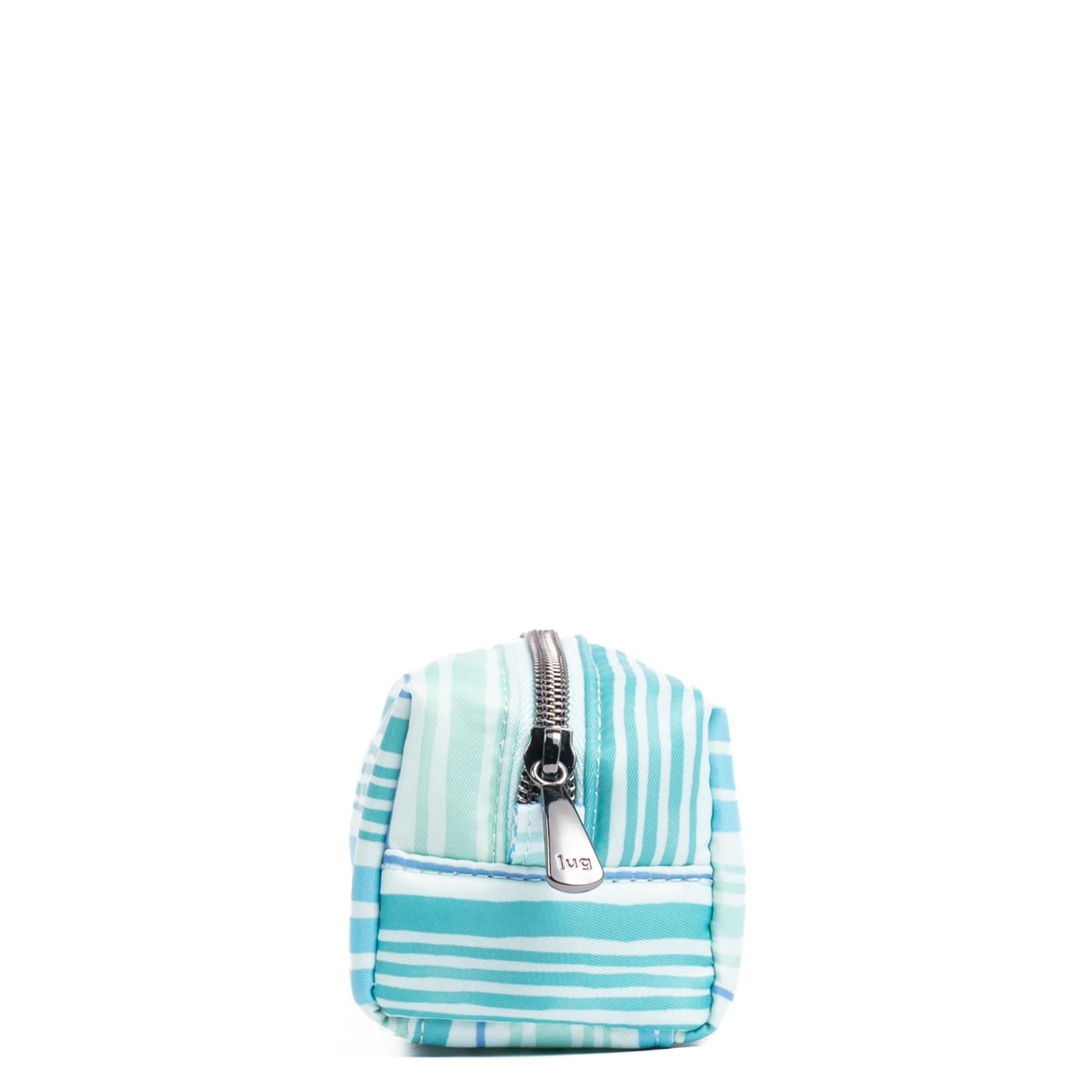 Lug embroidered Jib zip pouch featuring love waves aqua design, compact accessory for storing small essentials.
