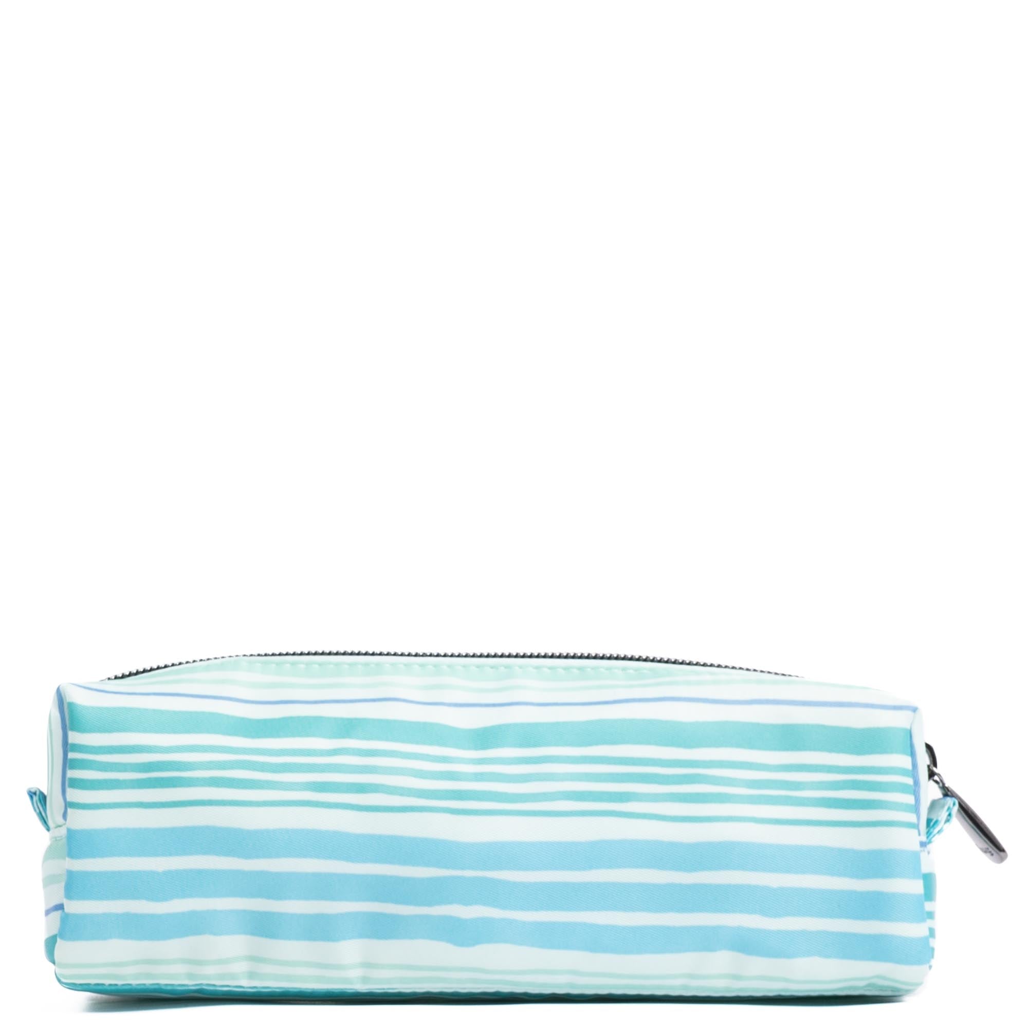 Aqua embroidered Jib Zip Pouch by Lug featuring wave-inspired design, compact accessory with embroidered pattern on fabric.