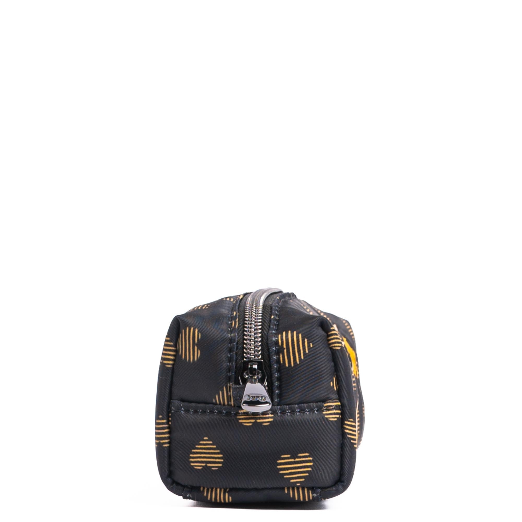 Lug embroidered Jib zip pouch with heart embroidery, compact accessory for organizing essentials, in a stylish design.