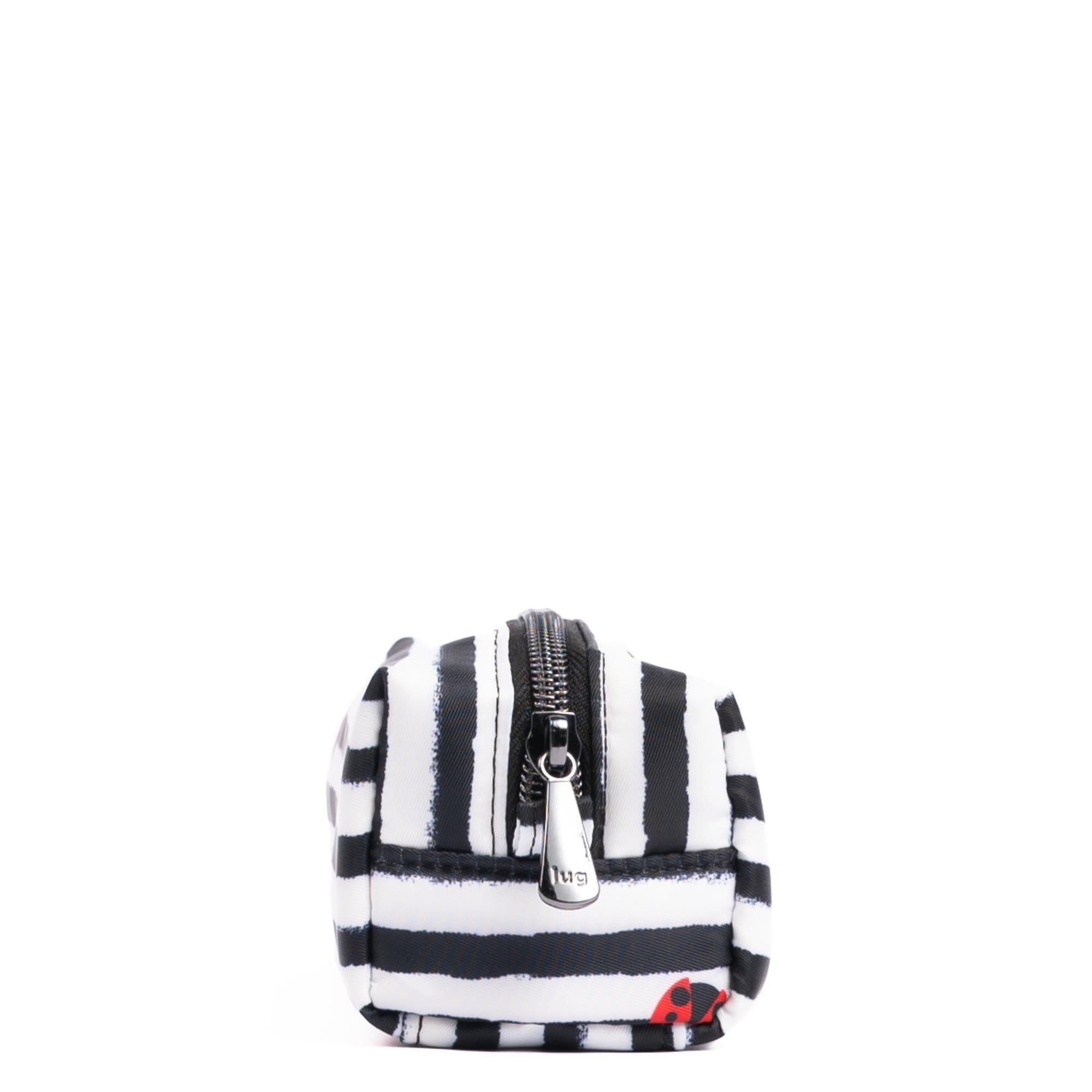Lug embroidered jib zip pouch featuring ladybug embroidery, compact accessory with colorful floral details and zip closure.