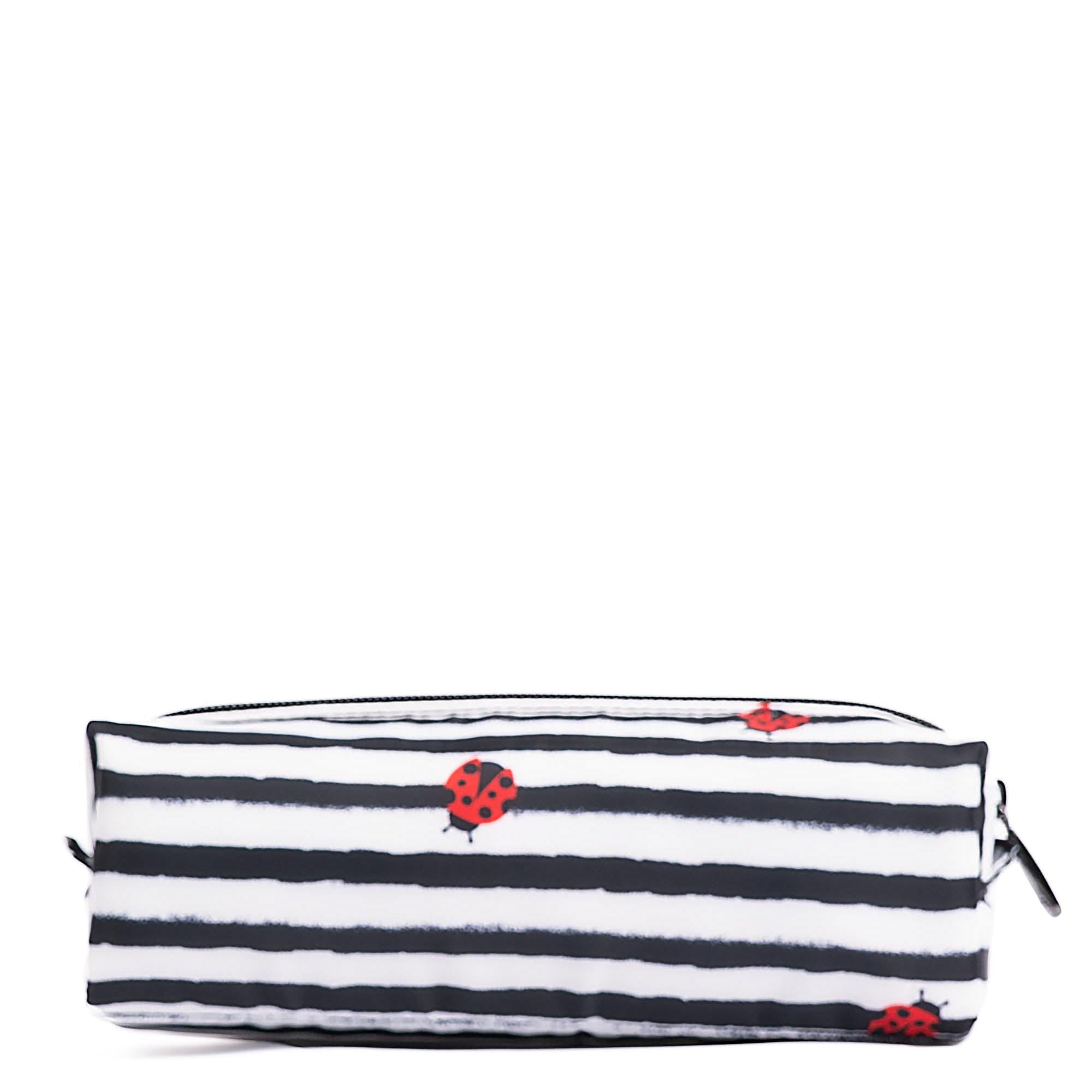 Lug embroidered Jib zip pouch featuring a ladybug design, compact accessory with colorful embroidery and zip closure.