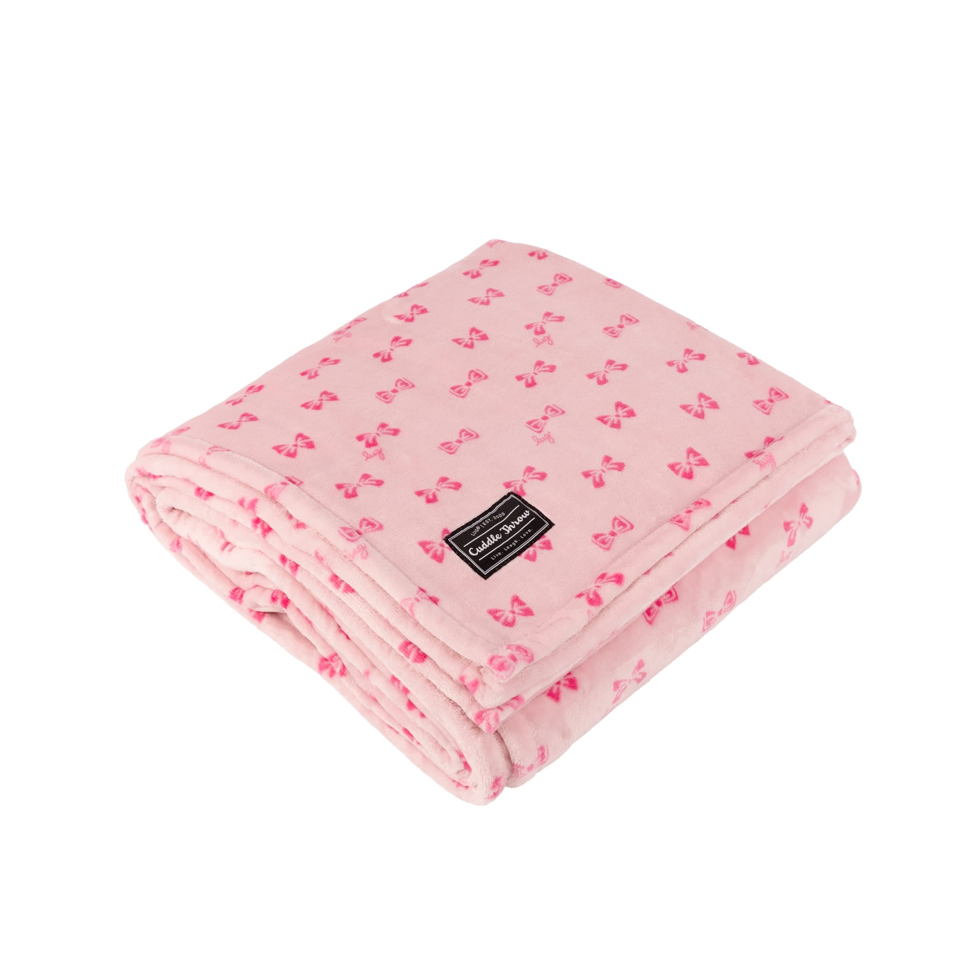 Cuddle Throw Blanket - PINK BOWS - 24992_CuddleThrow_PinkBows_Angle_01