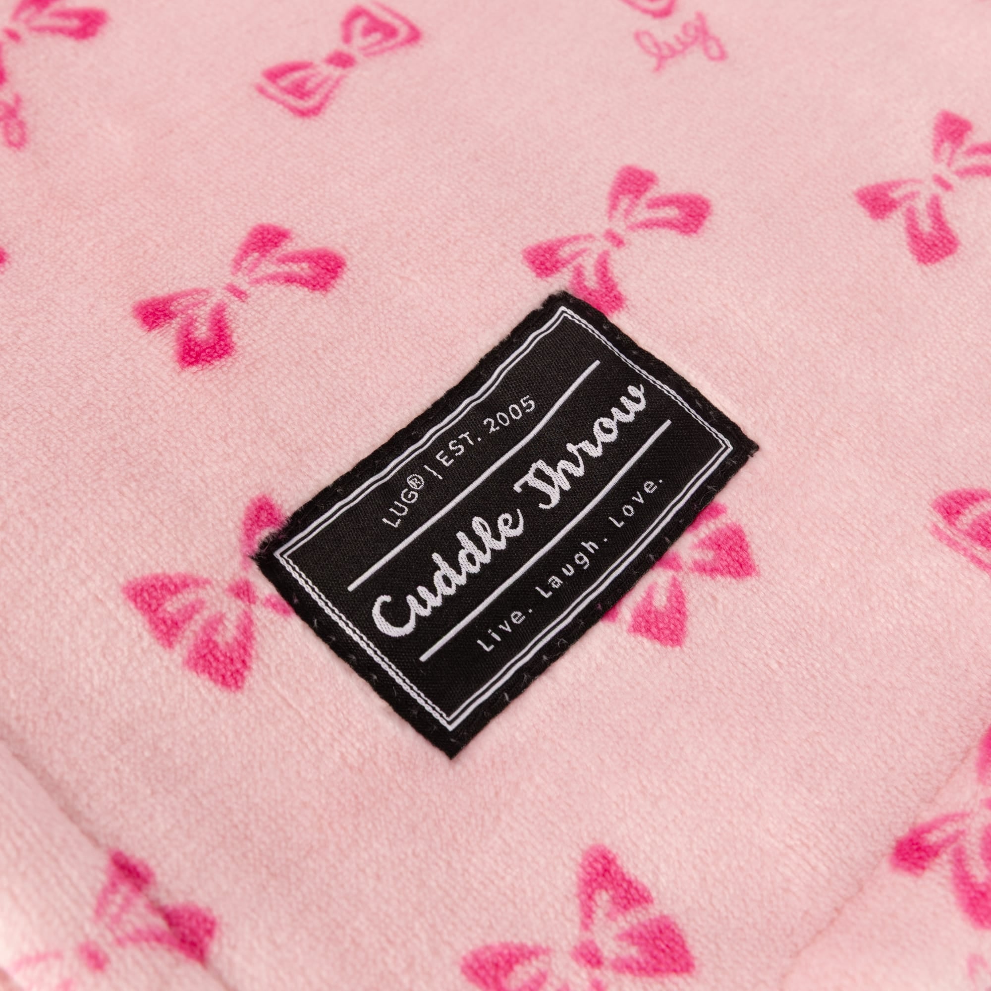 Cuddle Throw Blanket - PINK BOWS - 24992_CuddleThrow_PinkBows_Angle_02