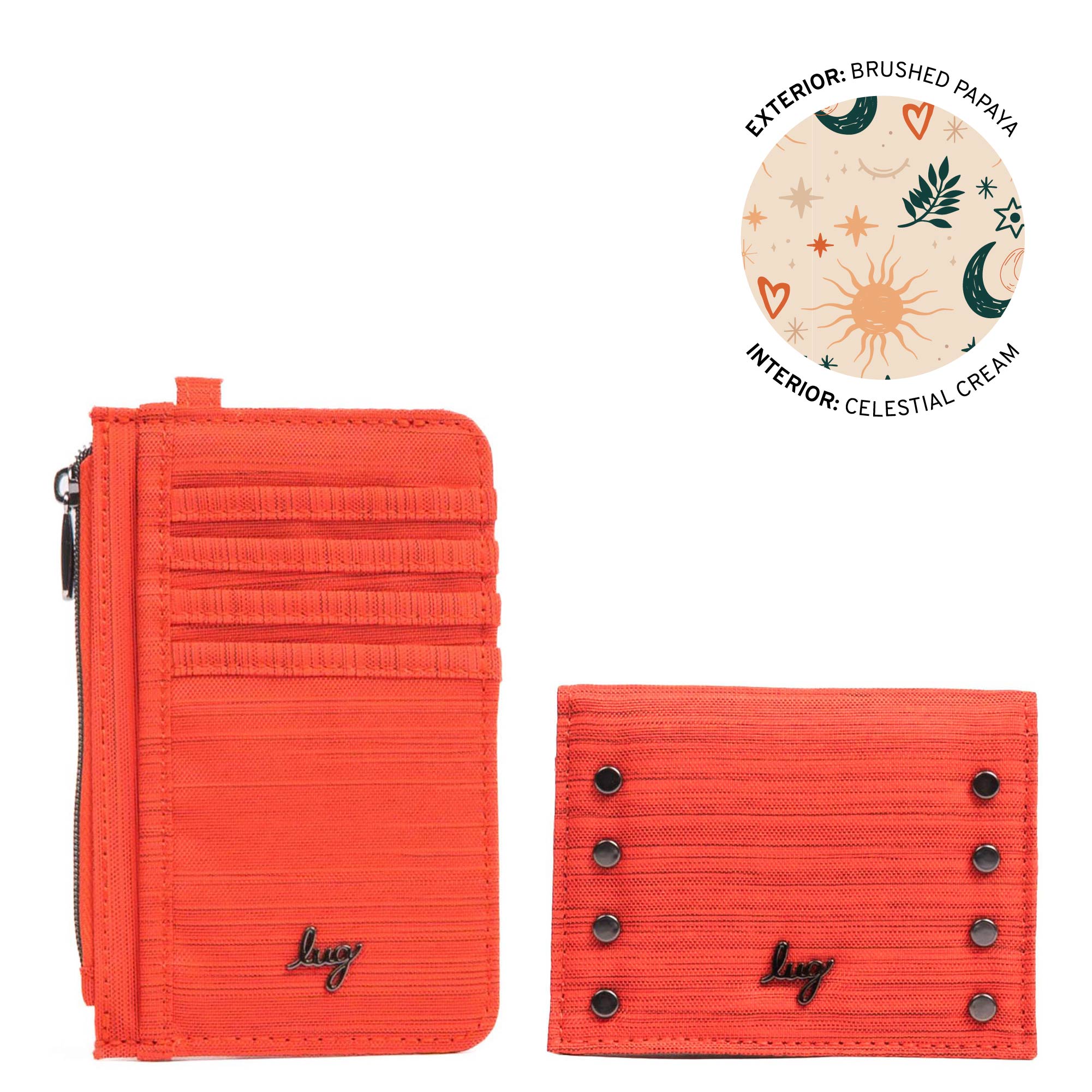 Slide & Walkover RFID Wallet Set - BRUSHED PAPAYA - 25180_SlideWalkoverSet_BrushedPapaya_Angle_01