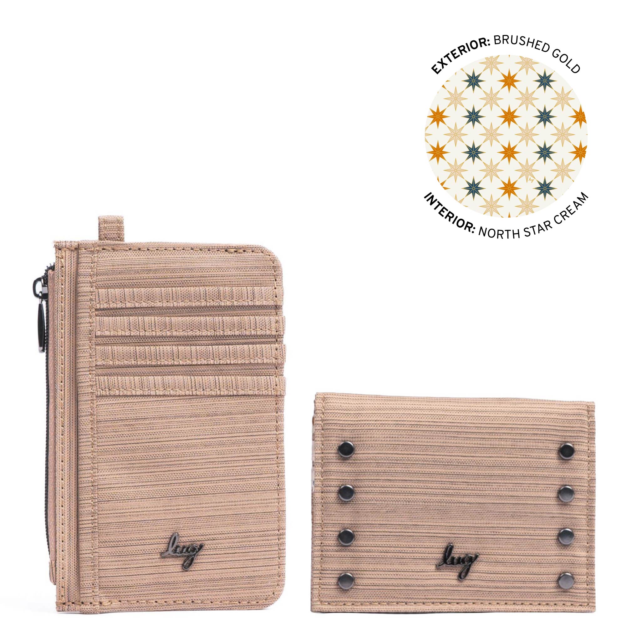 Slide & Walkover RFID Wallet Set - BRUSHED GOLD - 25182_SlideWalkoverSet_BrushedGold_Angle_01