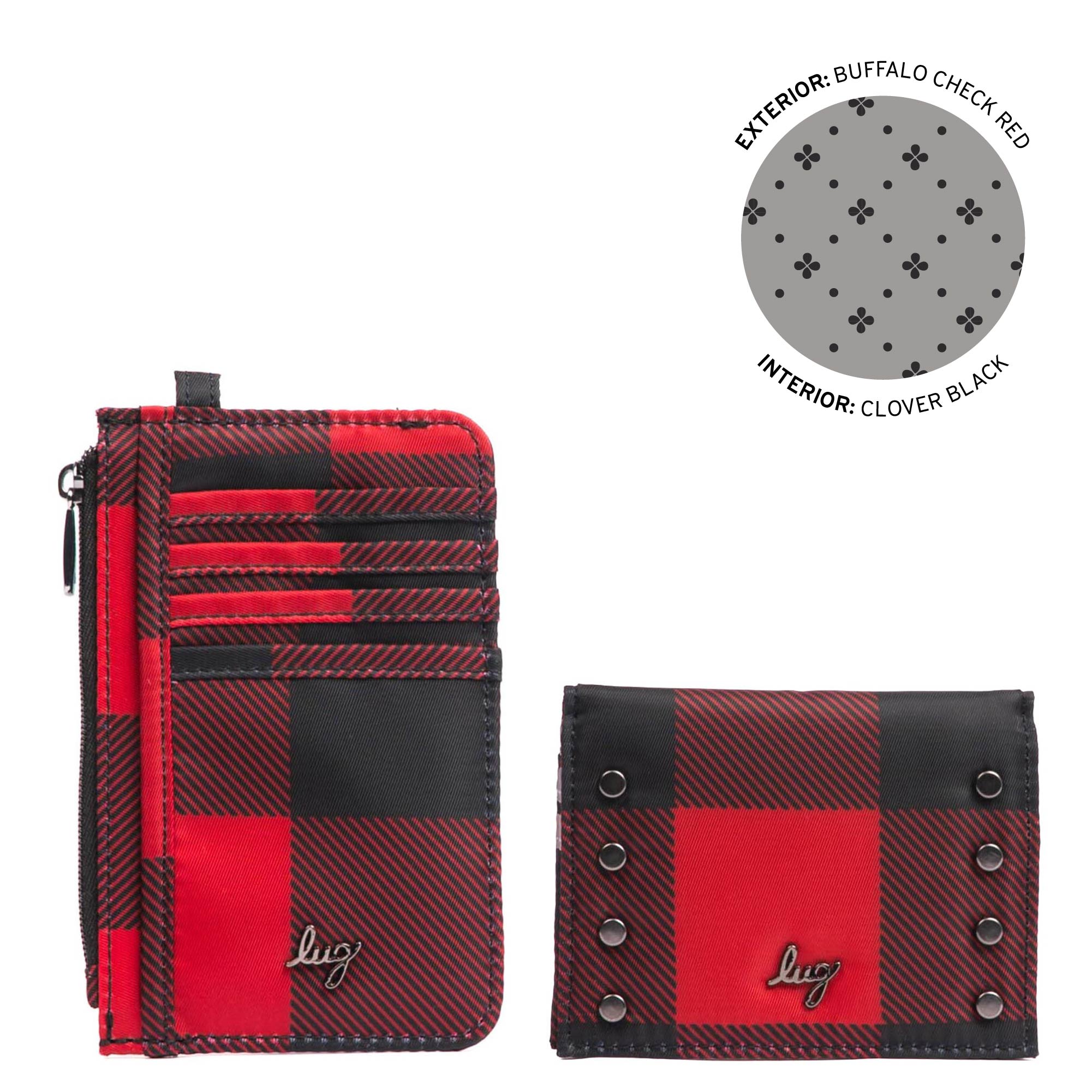 Slide & Walkover RFID Wallet Set - BUFFALO CHECK RED - 25183_SlideWalkoverSet_BuffaloCheckRed_Angle_01