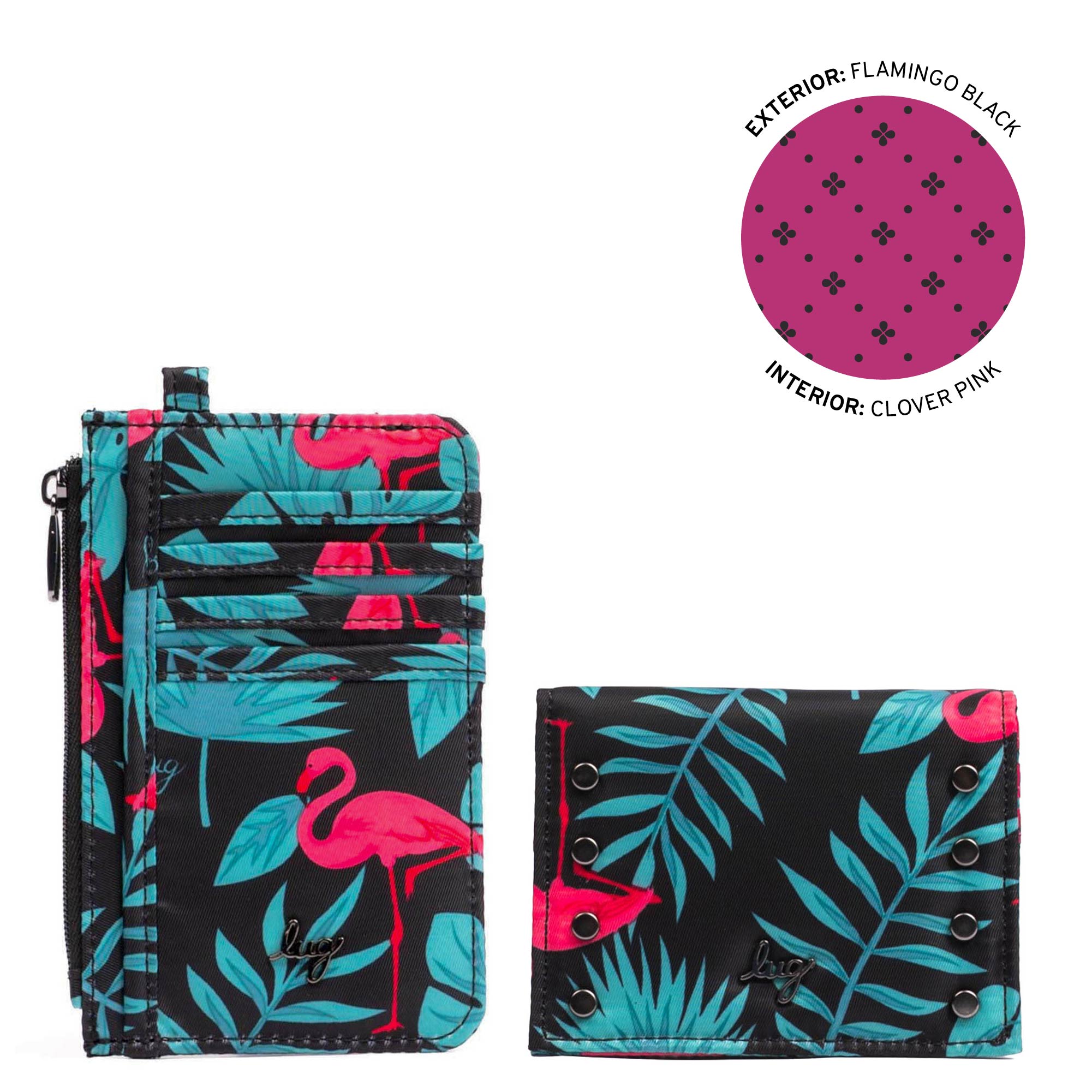 Slide & Walkover RFID Wallet Set - FLAMINGO BLACK - 25184_SlideWalkoverSet_FlamingoBlack_Angle_01
