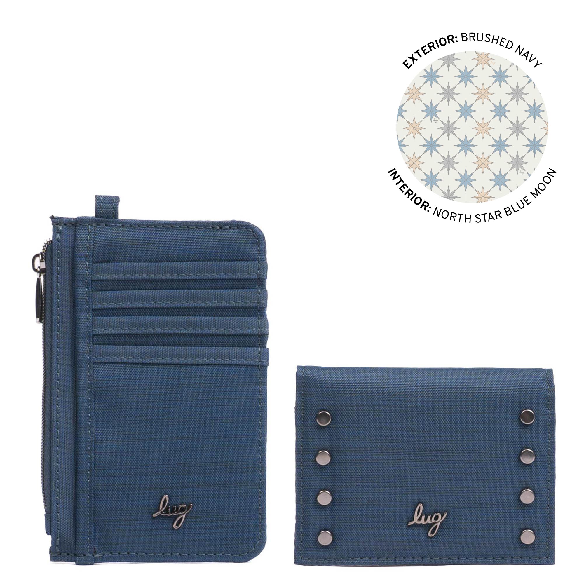 Slide & Walkover RFID Wallet Set - BRUSHED NAVY - 25185_SlideWalkoverSet_BrushedNavy_Angle_01
