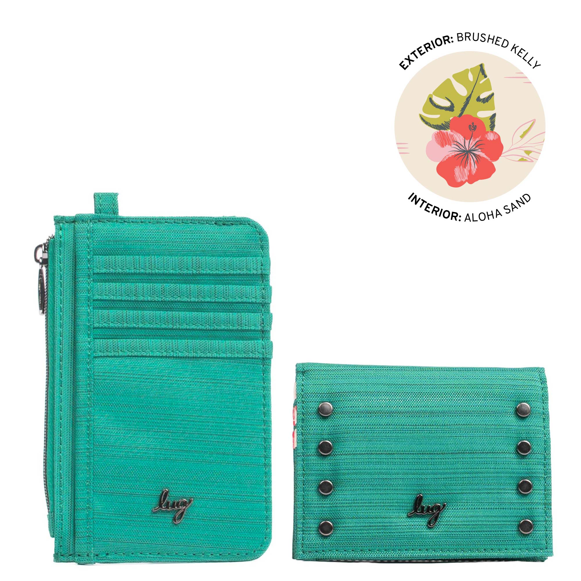 Slide & Walkover RFID Wallet Set - BRUSHED KELLY - 25187_SlideWalkoverSet_BrushedKelly_Angle_01