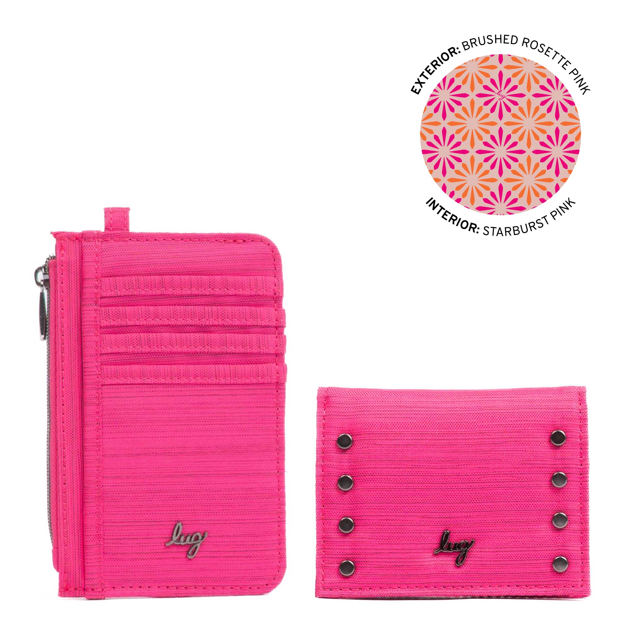 Slide & Walkover RFID Wallet Set - BRUSHED ROSETTE PINK - 25188_SlideWalkoverSet_BrushedRosettePink_Angle_01