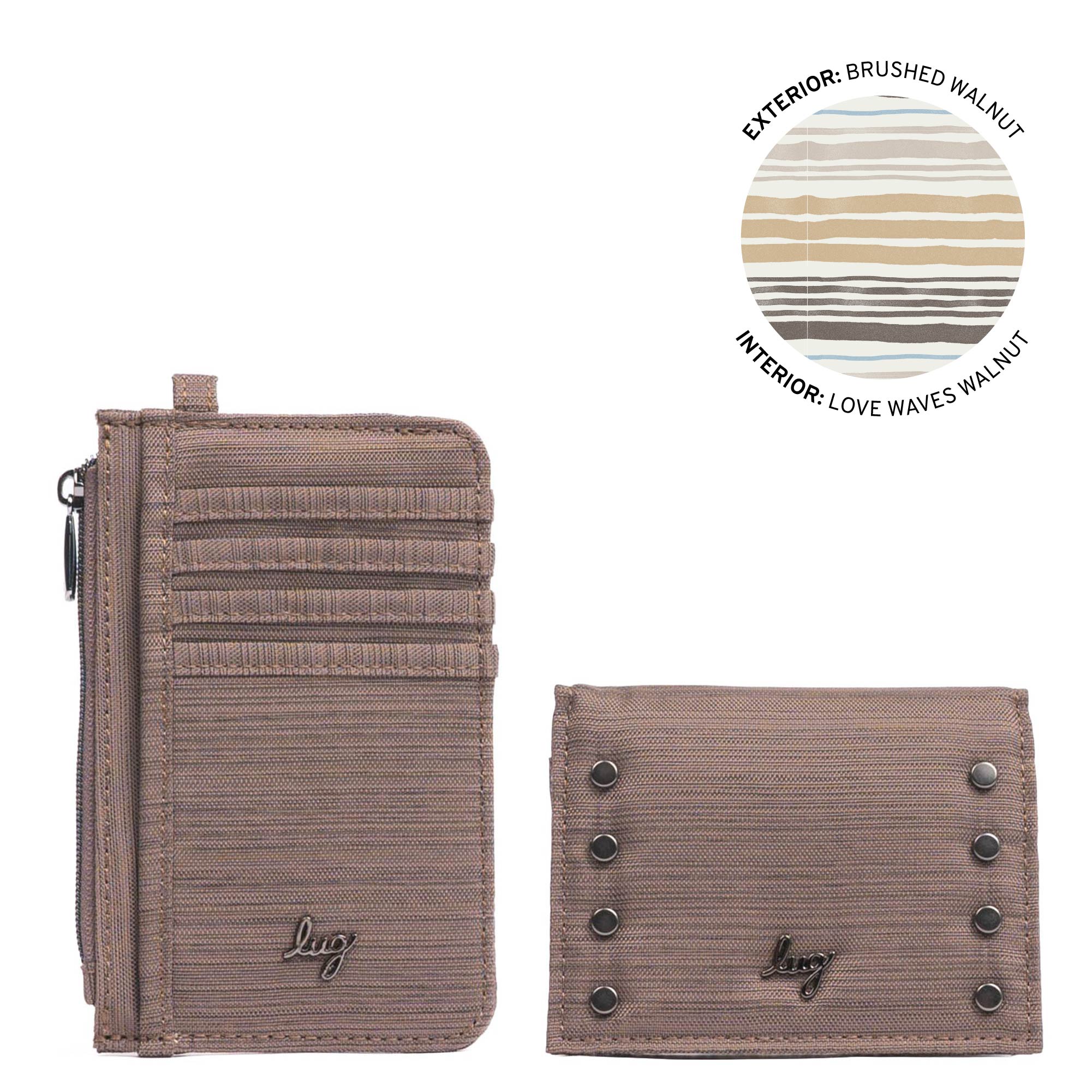 Slide & Walkover RFID Wallet Set - BRUSHED WALNUT - 25189_SlideWalkoverSet_BrushedWalnut_Angle_01